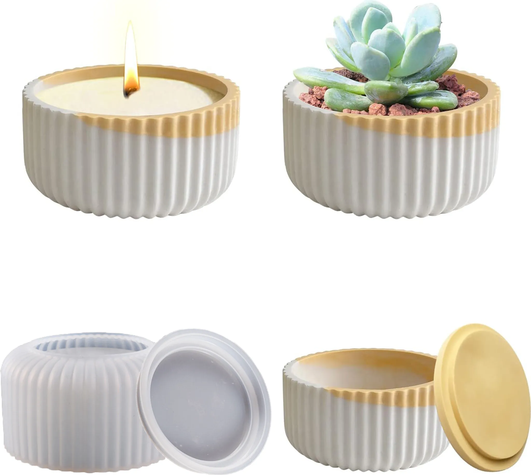 XIAOSHUI Rattan-Blumen-Silikon-Kerzenform – Zylinderform Für Kerzen, Harz, Seife, 6,3 X 9,7 Cm