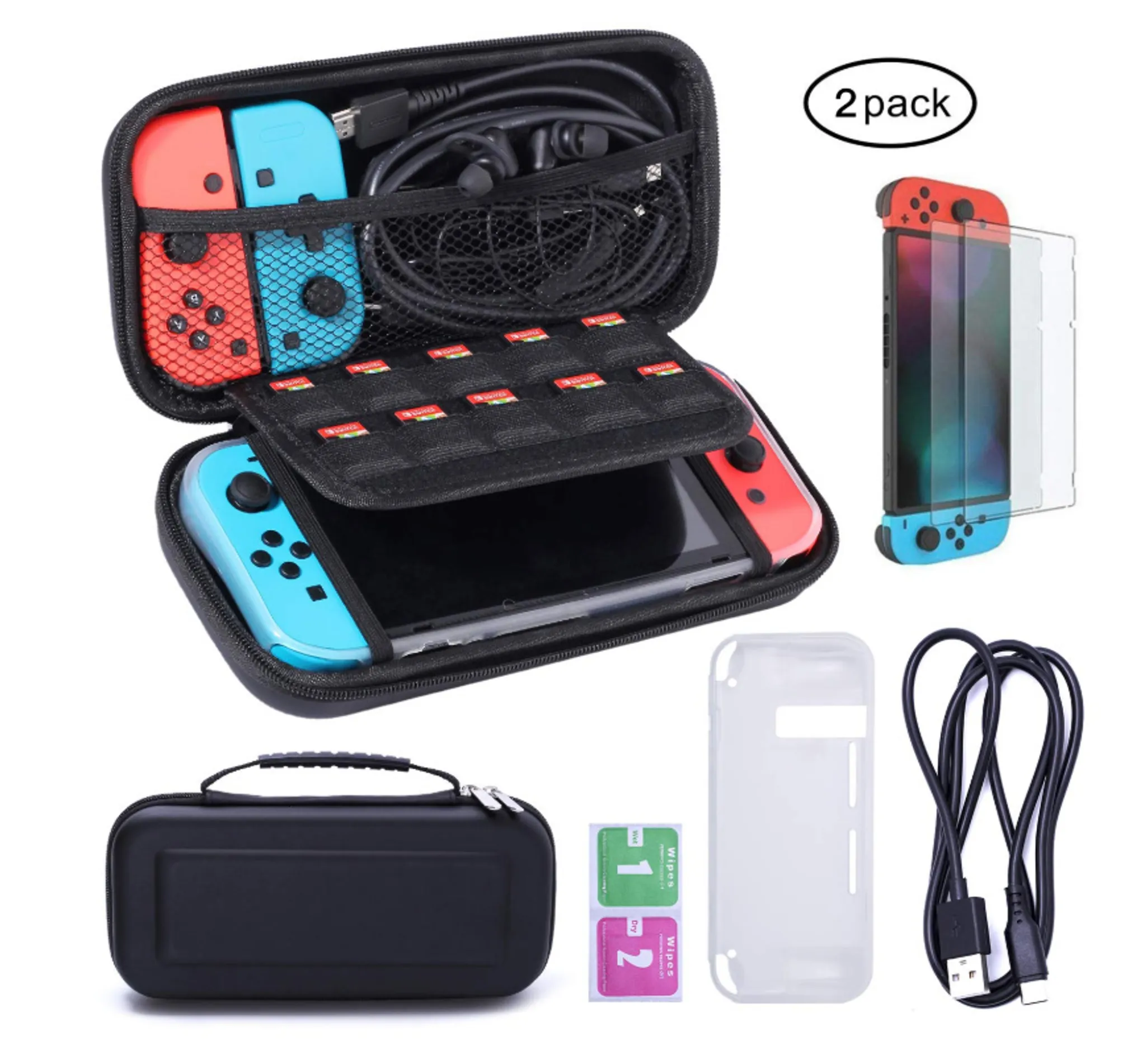 Nintendo Switch Lite Hülle - Robustes EVA Case - Game Series - rot