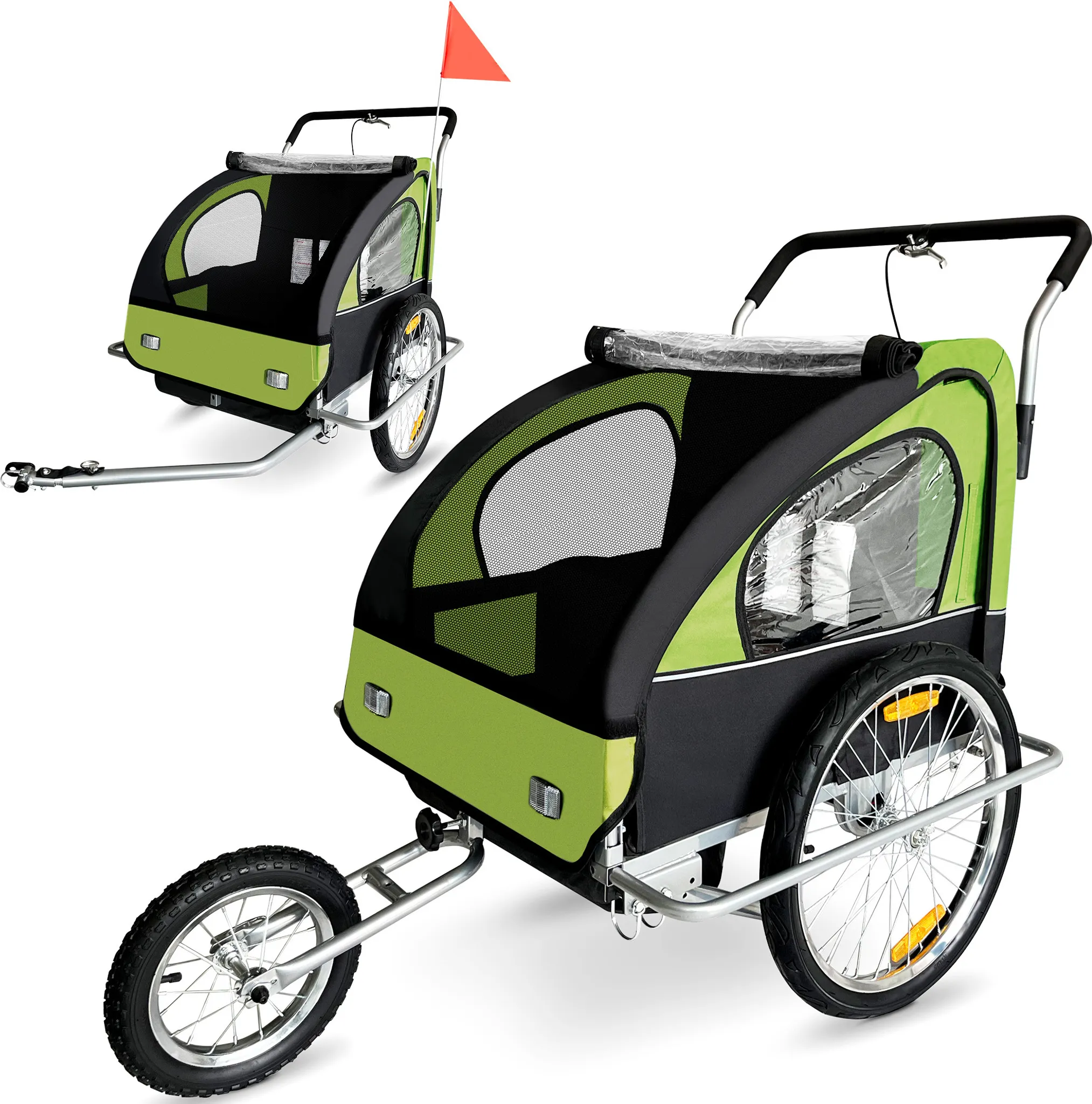 Przyczepka rowerowa SAMAX 2w1 Jogger - zielono-czarna -