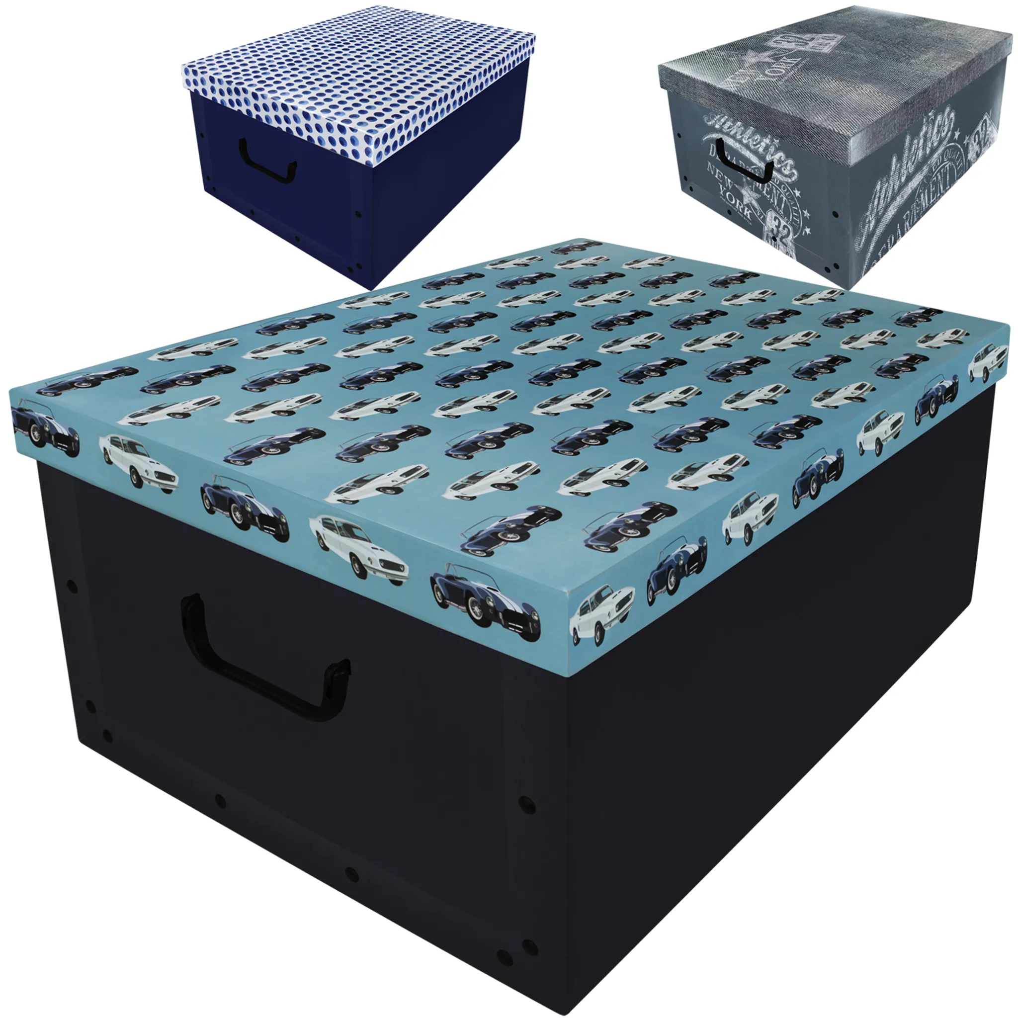 3er Set Aufbewahrungs Tasche Bettwäsche Box Blau