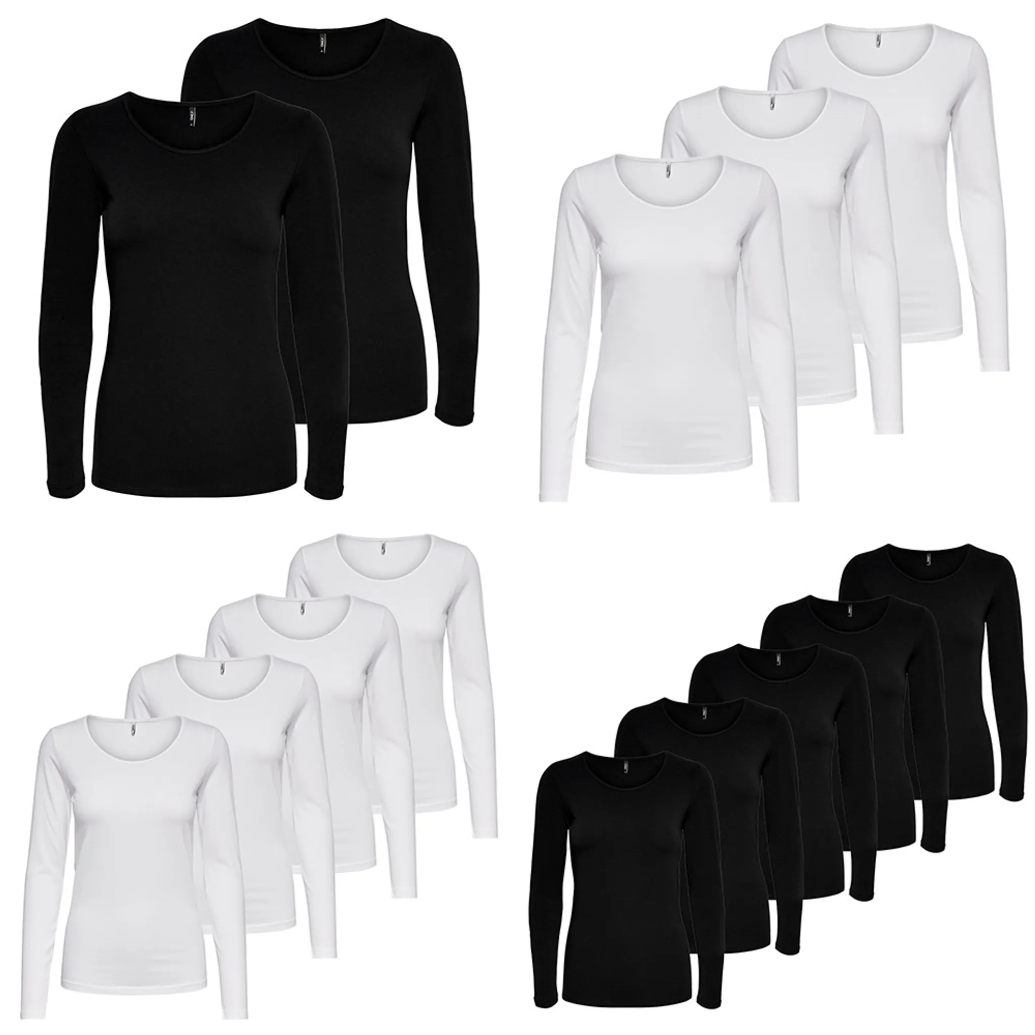 ONLY Longsleeve Damen-Shirt in Schwarz Weiß