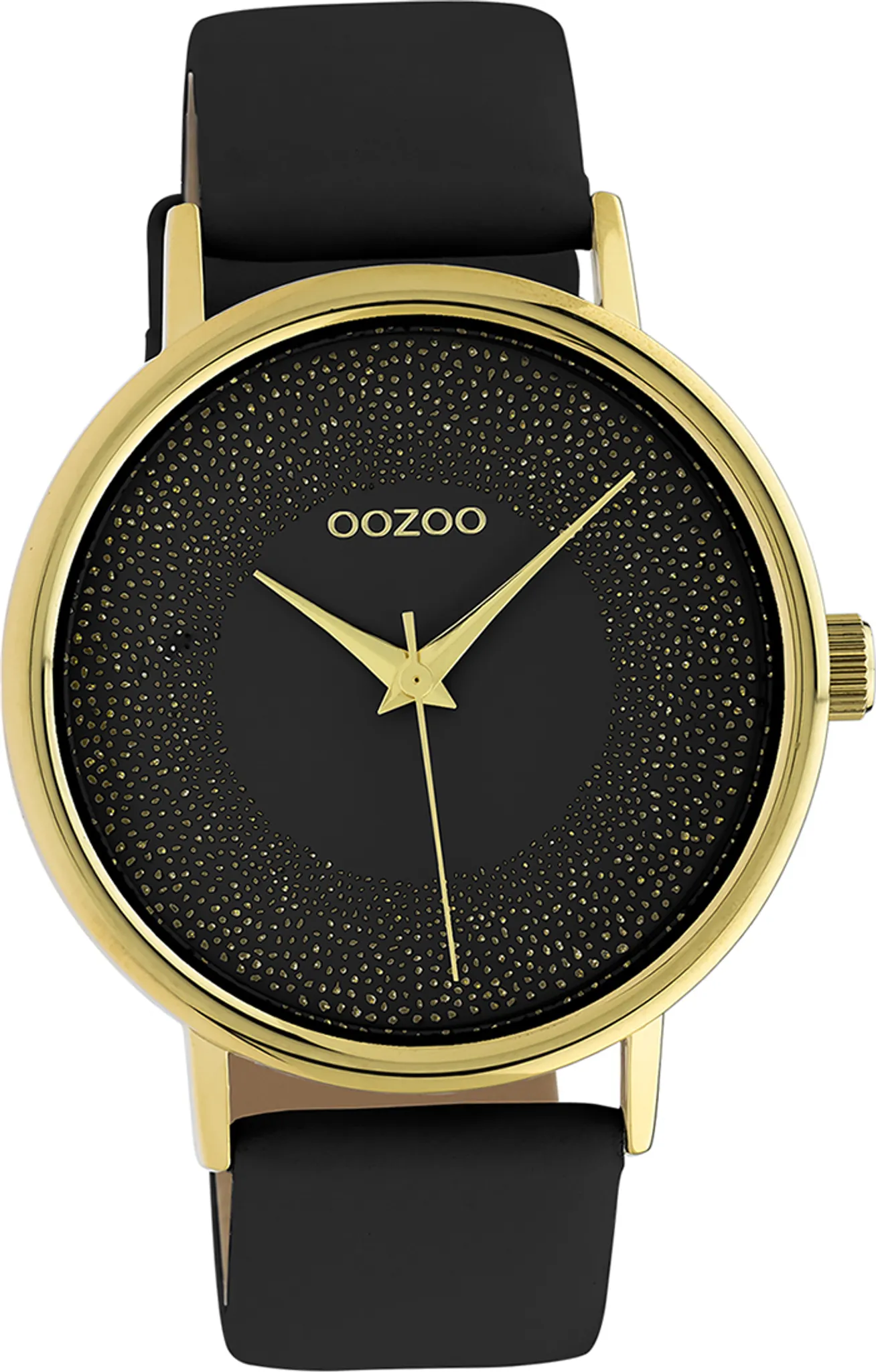 Oozoo Leder Damen Uhr Analog Quarzuhr Armband schwarz