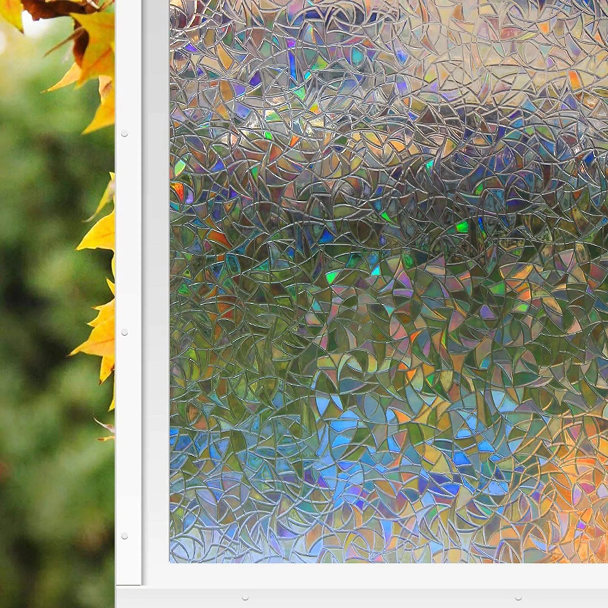 Benutzerdefinierte Größe Fensterfolie 3D-Druck Regenbogen Mosaik Befleckt  Static Cling Matte Sichtschutz Glas Aufkleber Für Fenster Tür Wohnkultur -   Schweiz