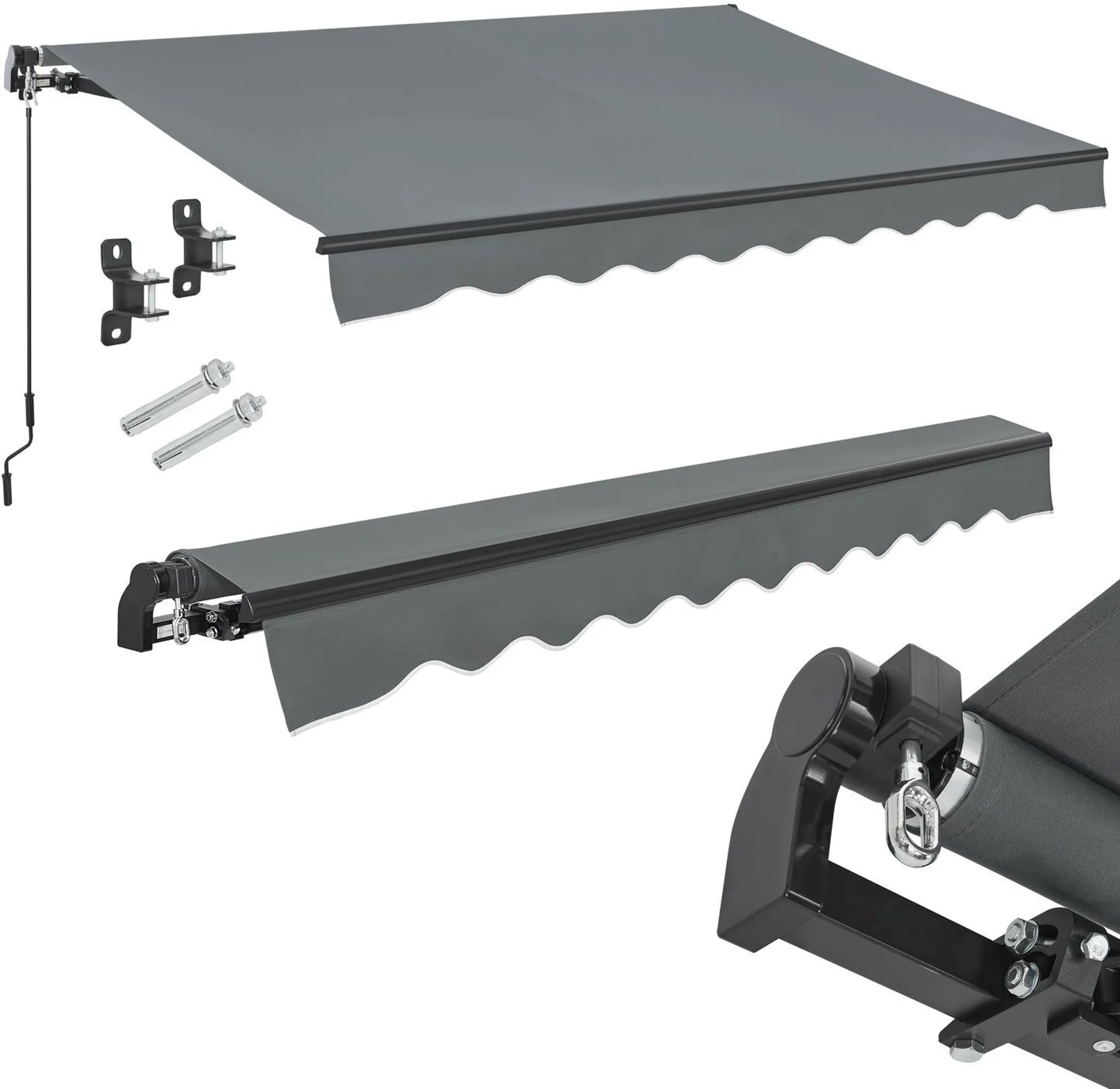 Juskys Markise 250 x 200 cm Grau - Gelenkarmmarkise