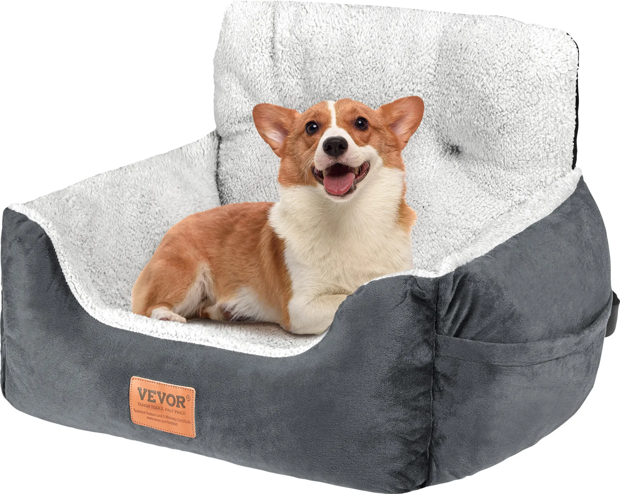 Johnear Autositz & Hundebett 2-in-1 Für Mittelgroße Hunde Bis 30kg – Mit Sicherheitsleine & Taschen (76x52x20 Cm)