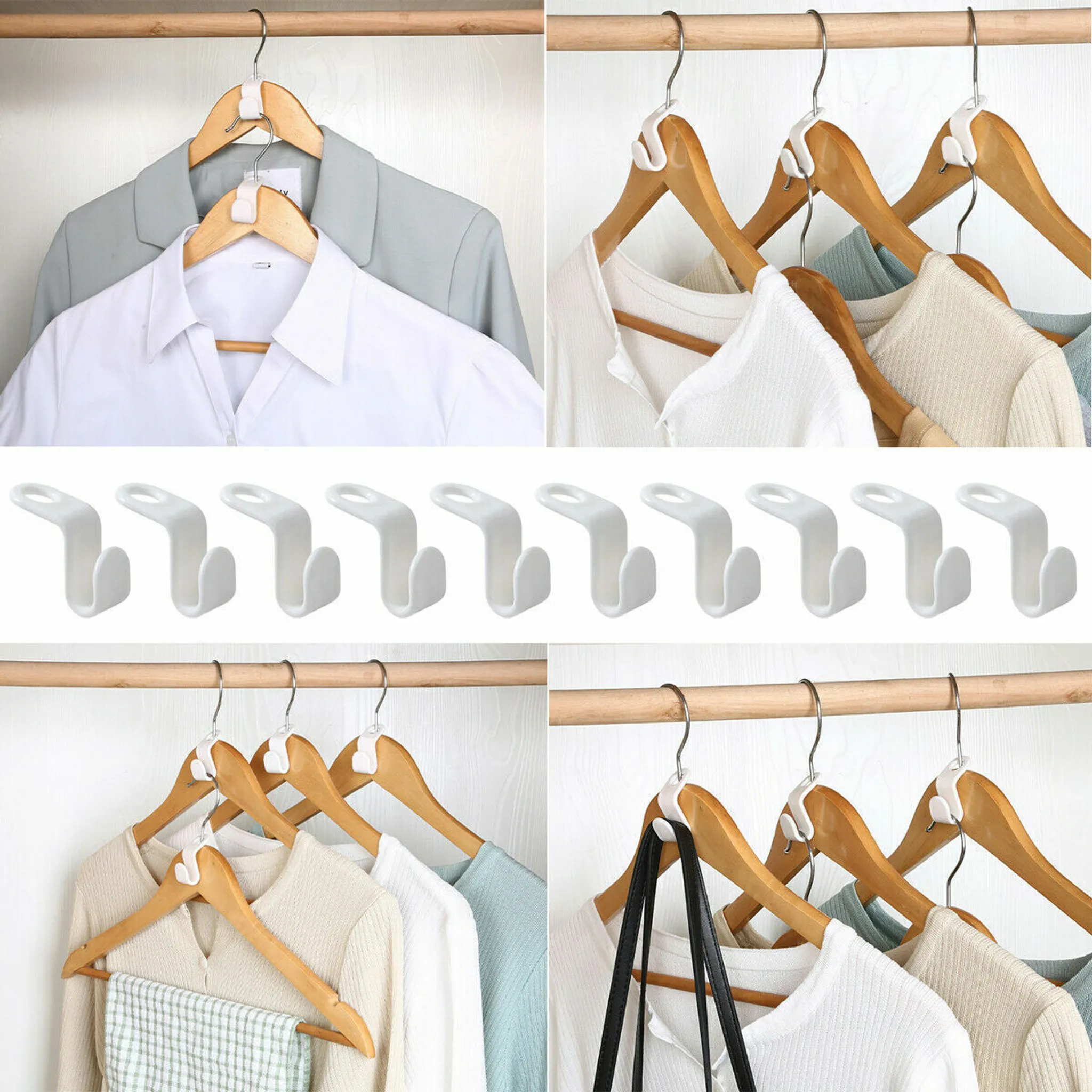 Verbindungshaken für Kleiderbügel Kunststoff Weiß 30er-Pack