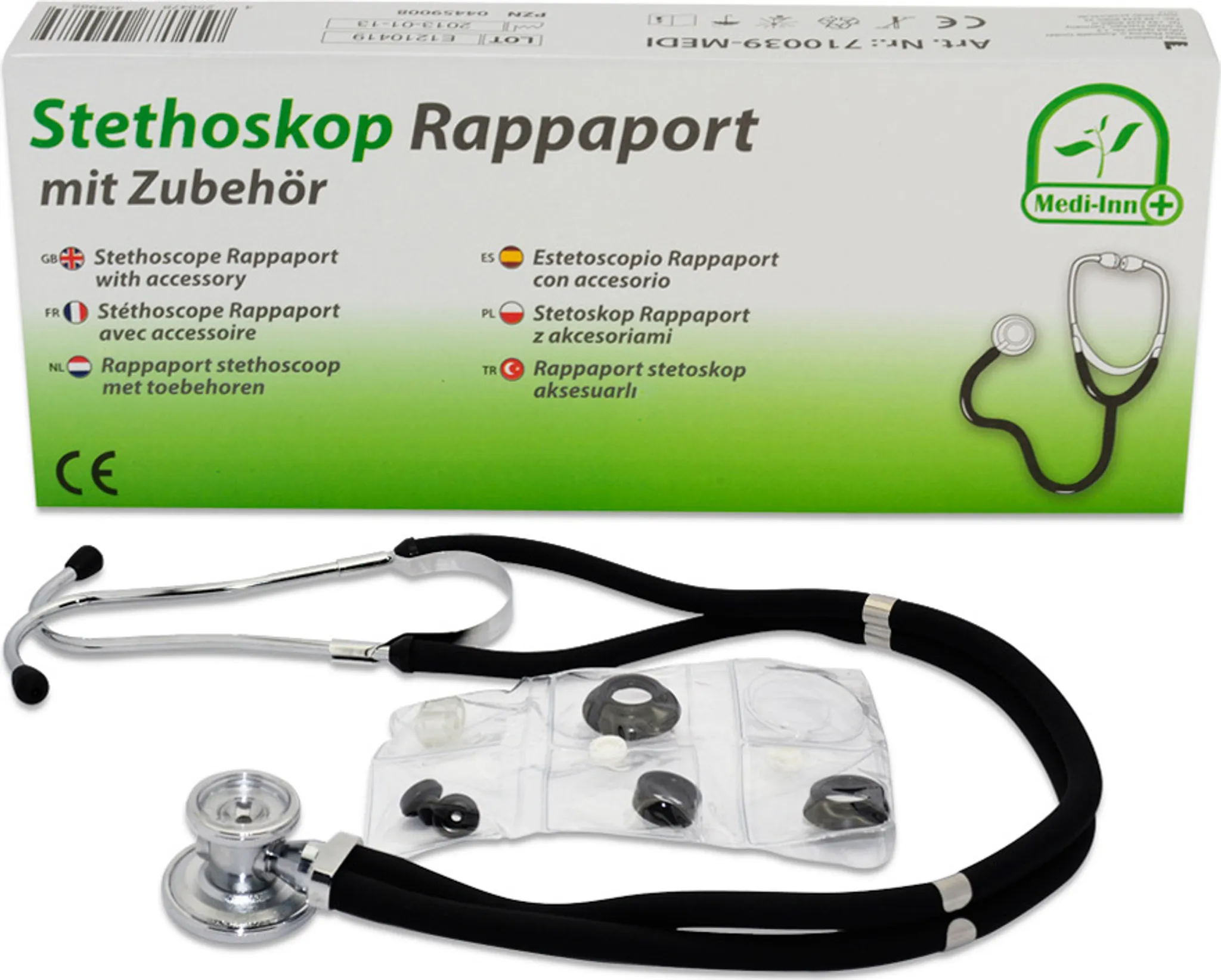 TIGA-MED Blutdruckmessgerät + Doppelkopf-Stethoskop Set – Oberarm, 2-Schlauch, Manschette 22-32 Cm, Klinikqualität, Schwarz