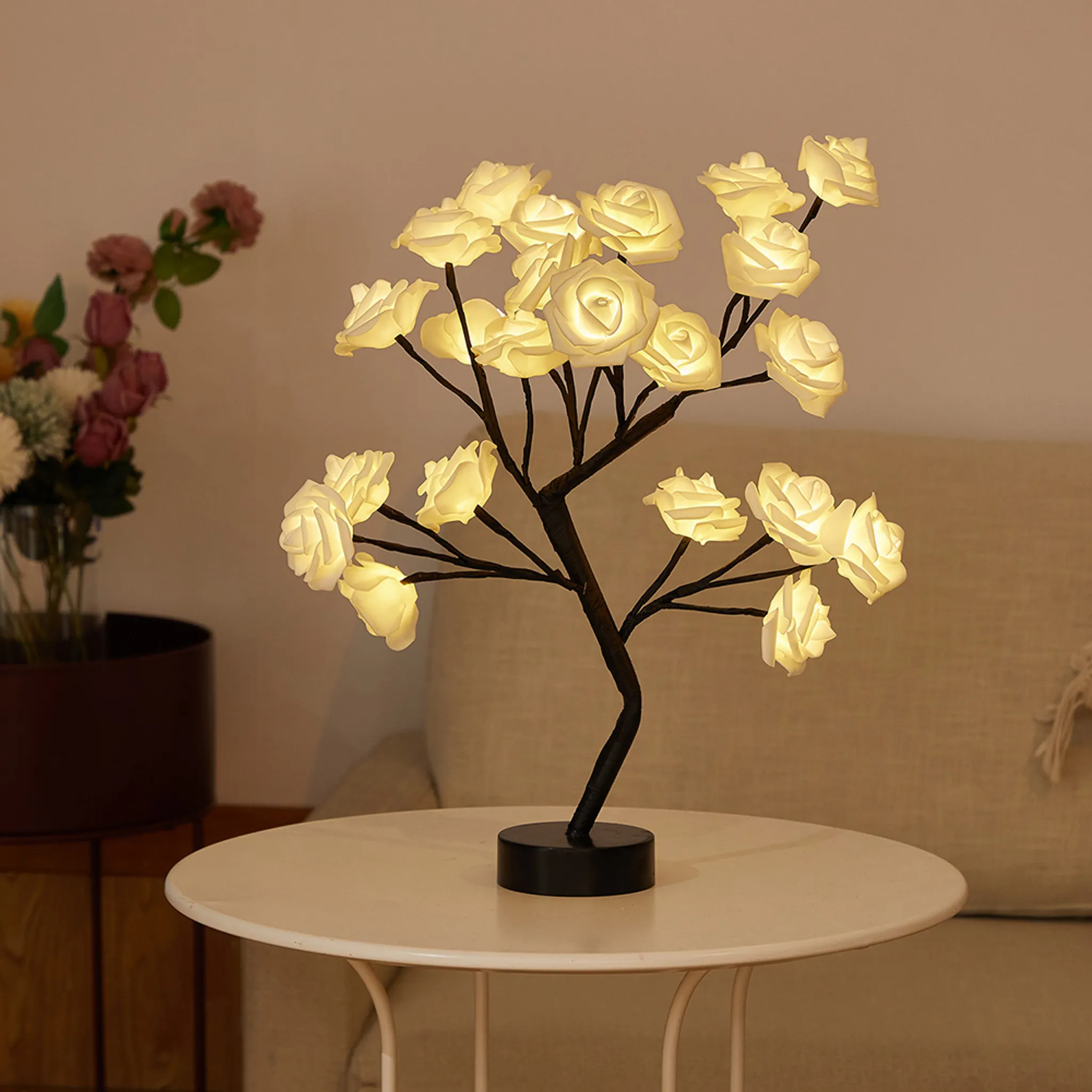 LED Weiß Rosenbaum Lampe Künstlich Bonsai