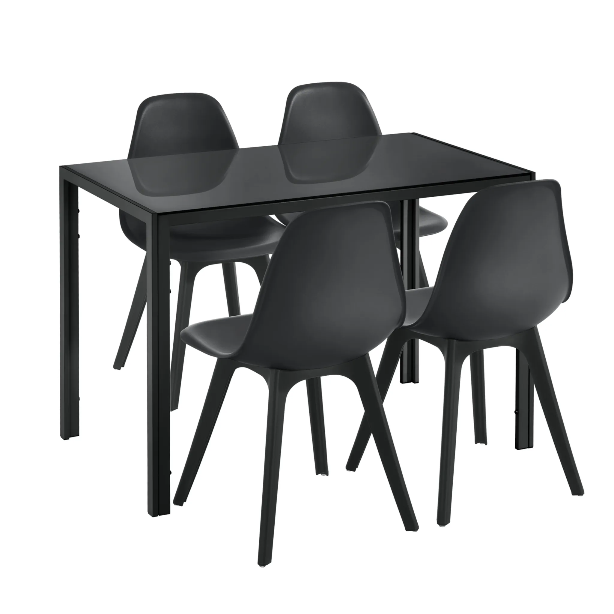Schwarz für Stühle Küchentisch 4 mit Esstisch 4 Personen Essgruppe [en.casa] + Esszimmerstuhl Esszimmertisch
