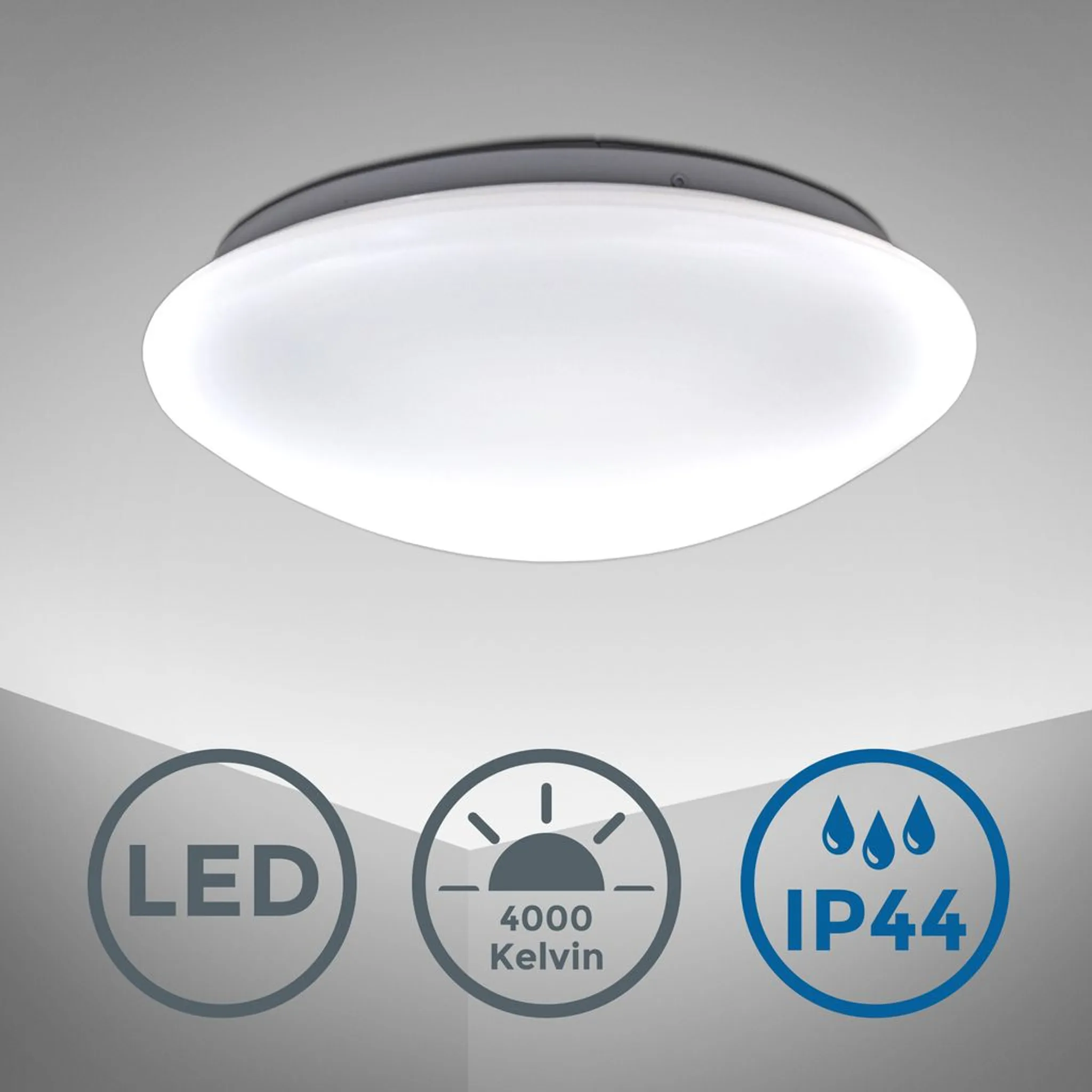 Küche LED Flur IP44 Bad Deckenleuchte Lampe Badezimmer-Leuchte rund Schlafzimmer