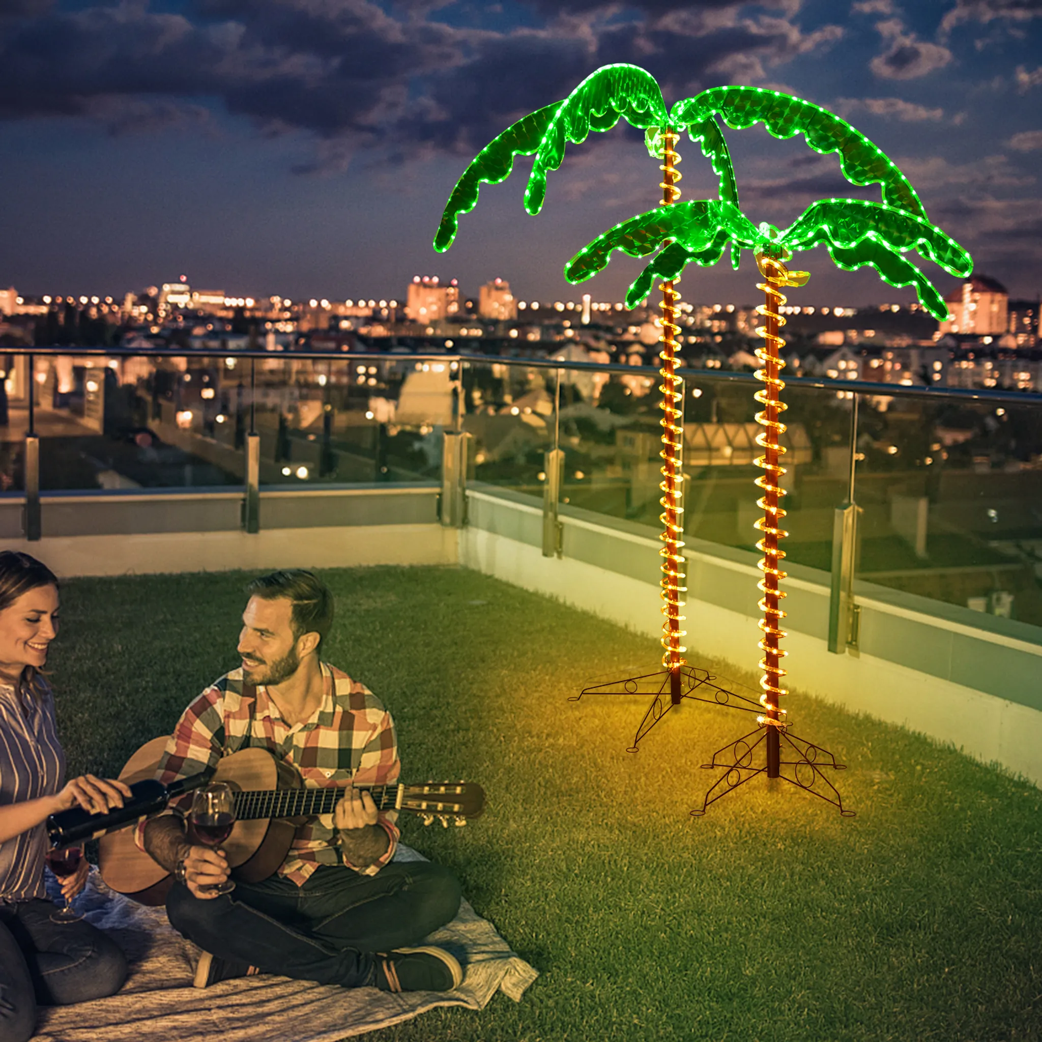 Palme 2,5 m LED beleuchtet  Spielturm aus Holz für den Garten kaufen