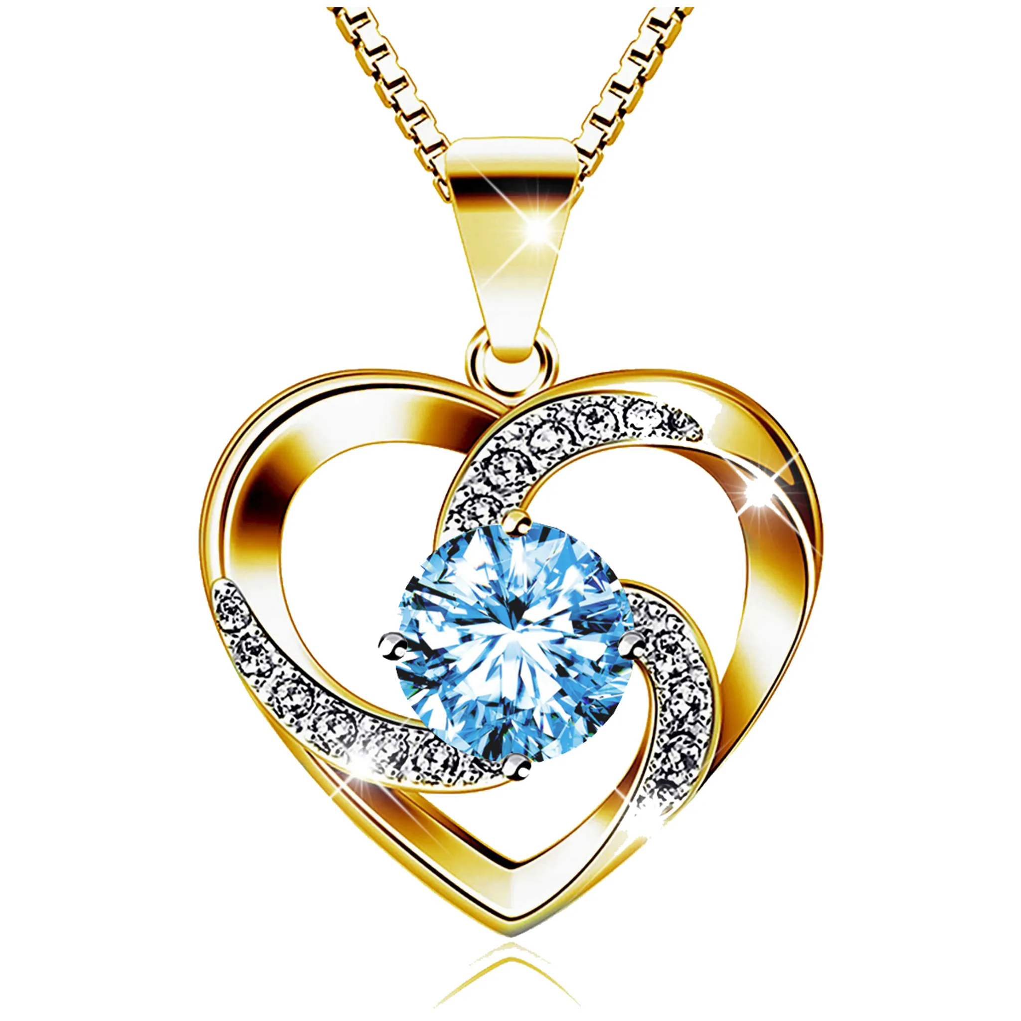 Beforya Paris Aquamarine Silber Halskette Sterling - Damen 925 Kette Herz