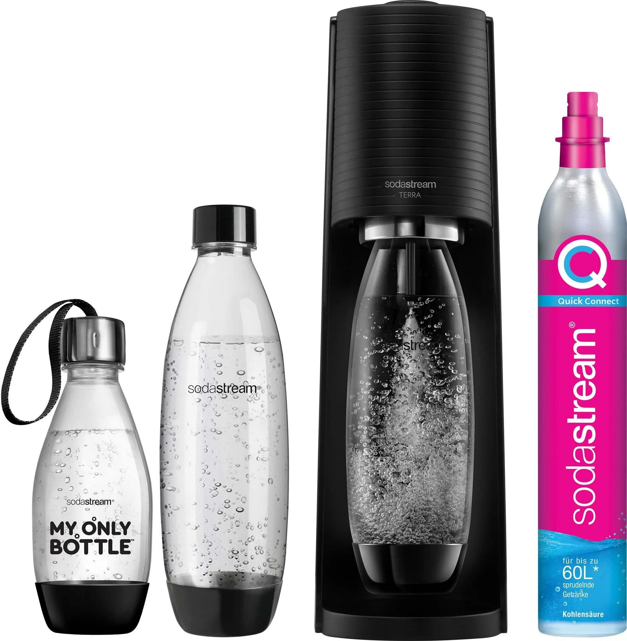 「MR.ま」SODASTREAM TERRA 黒 Sodastream Terra Czarny + Nabój z gazem CO2, Saturator