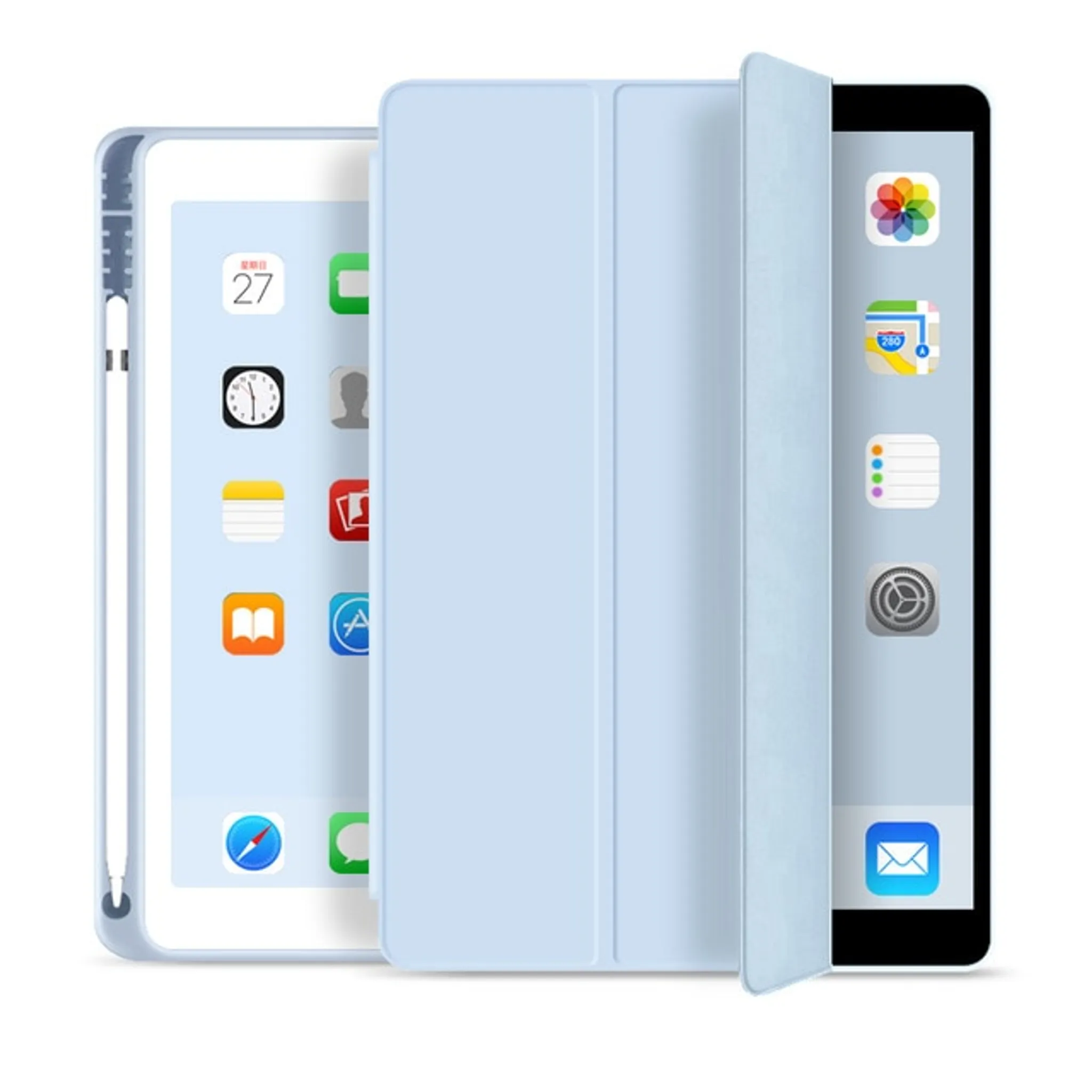 2019 Auto Schlafen/Wachen Roségold Vobafe Hülle Kompatibel mit iPad 8 Weiche TPU Rückseite Abdeckung Klappständer Schutzhülle mit Stifthalter für iPad 10.2 2020 Generation Gen /7 
