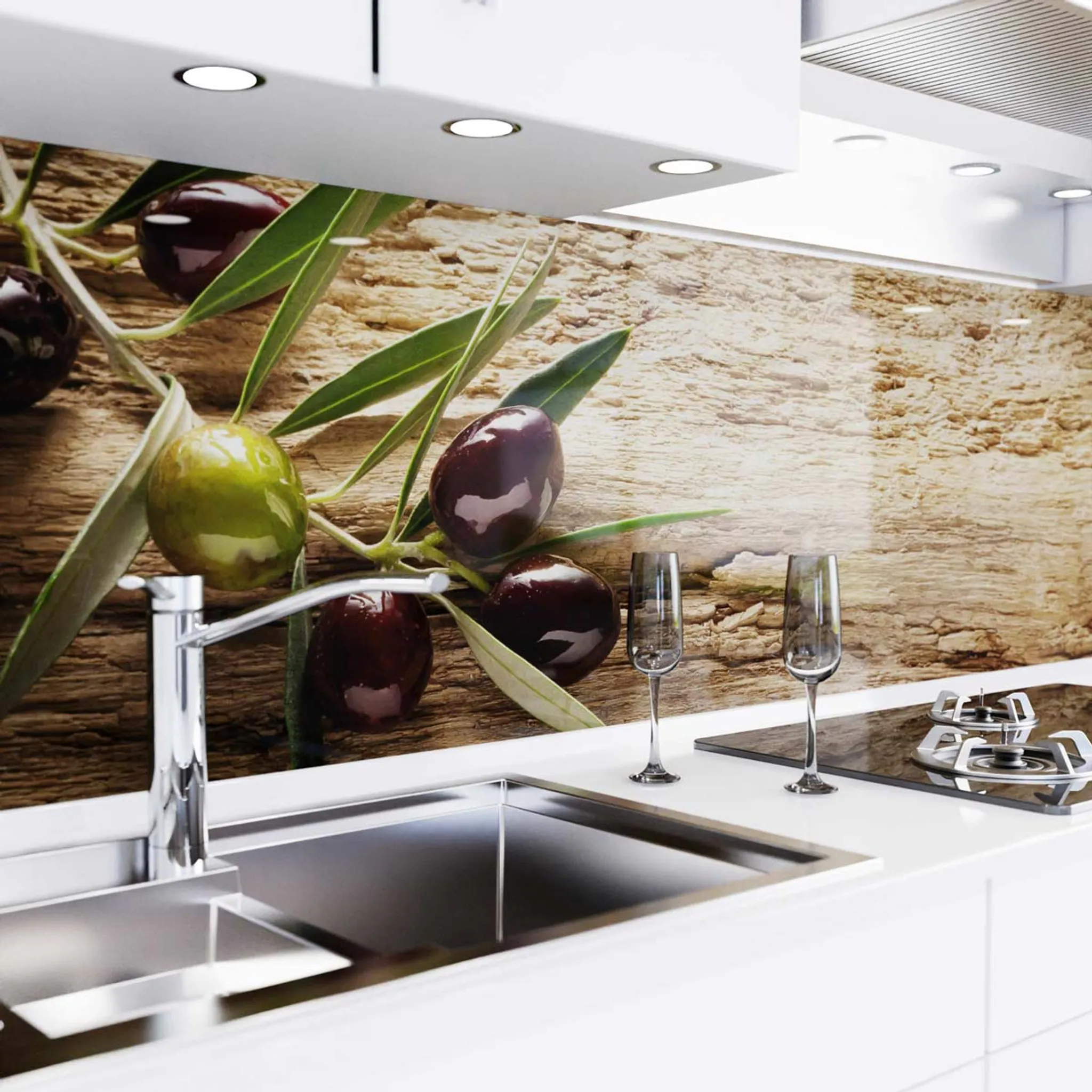 Küchenrückwand Folie - Alte weiße Holzwand 350 x 60 cm