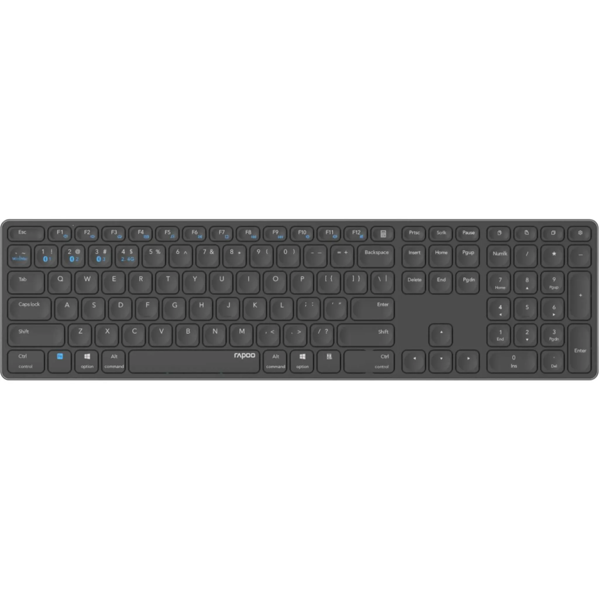 RAPOO Kabellose Multimodus Tastatur E9800M, DE-Layout, weiß kabellose