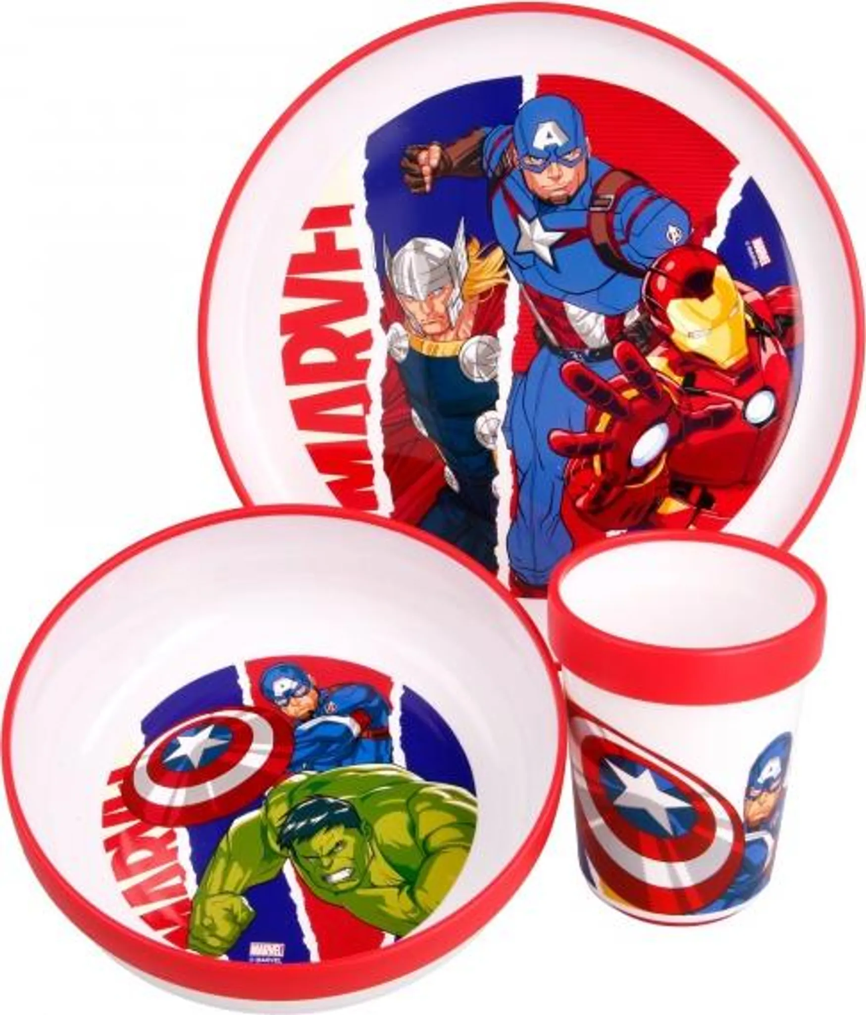 Ensemble Avengers Antidérapant Set Vaisselle Avengers 3 Pièces - Assiette Bol Verre Antidérapants Vaisselle Enfant