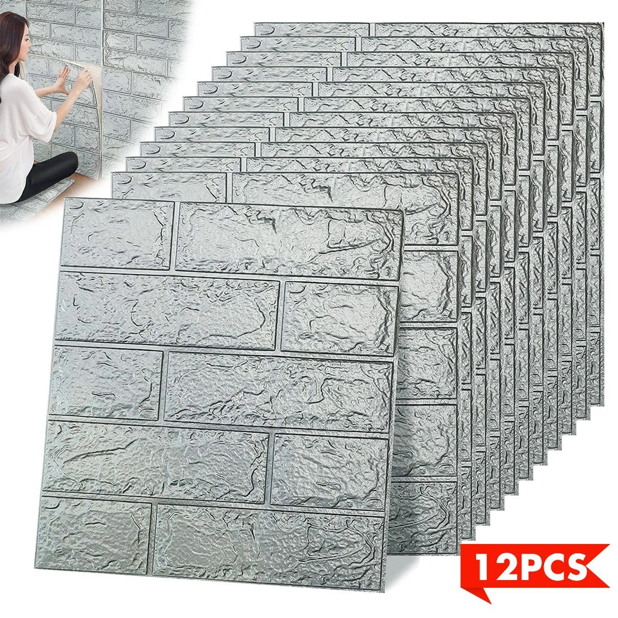 10Pcs 3D Fliesen Ziegel Wand Aufkleber 30*30cm PVC Selbst Klebe Schaum  Panel Wasserdichte Wand Aufkleber Für wohnzimmer Schlafzimmer TV Wand