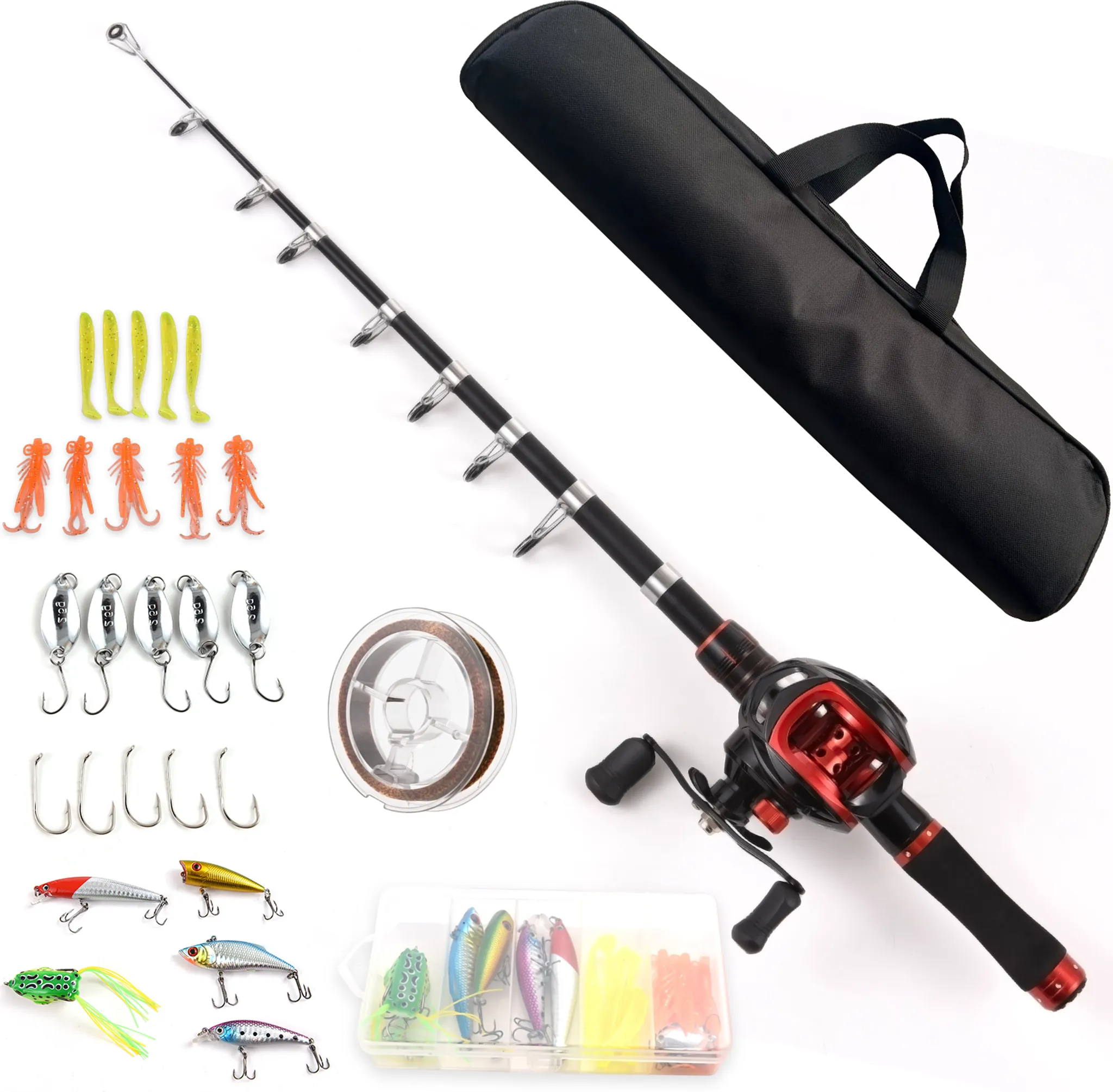 Teleskop-Angelrute Aus Karbonfaser 1,8m - Komplettset Für Karpfen & Süßwasserangeln