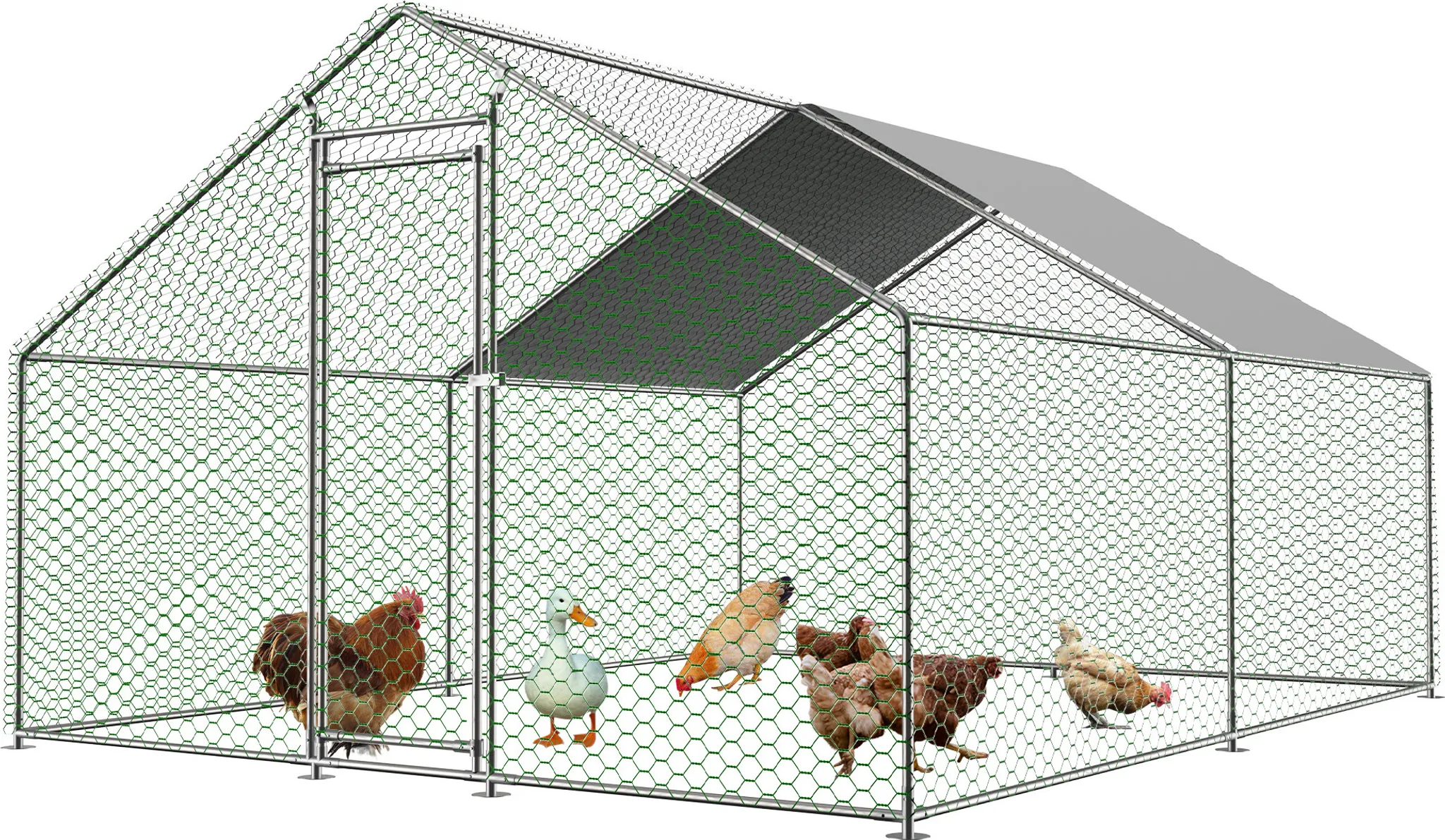 Produktbild von Eulenke Hühnerstall 3x4x2 M Mit Freilaufgehege – Verzinkter Stahl, Wetterfest, Mit Hühnerklappe – Für Kleintiere Im Außenbereich
