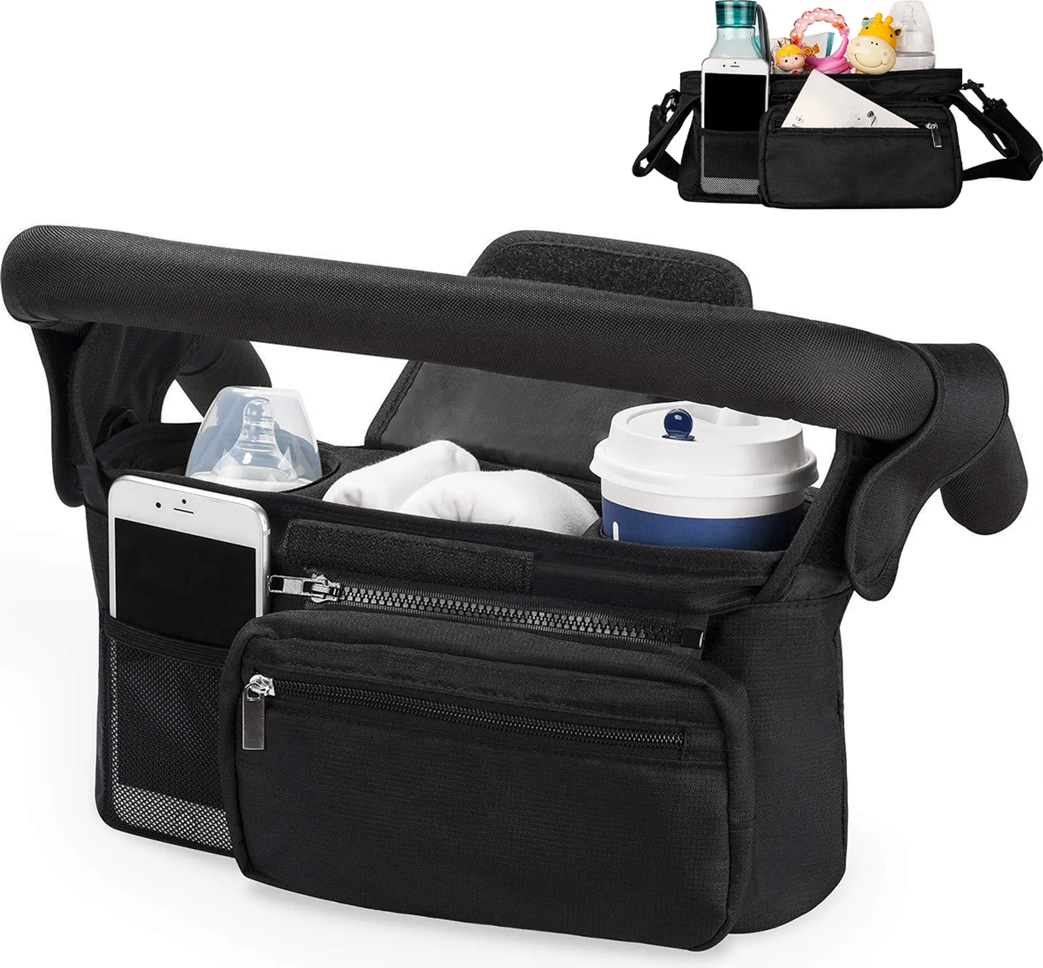 Lucky Love Wickel-Organizer Set – 5 Taschen Für Die Krankenhaus-Tasche – Schwarz/weiß, Beschriftet
