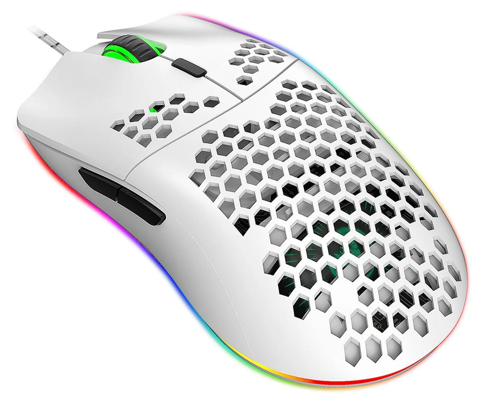 HXSJ X100 Mouse da Gioco,Mouse Ergonomico Cablato per PC con Illuminazione a LED a 7 Colori,7 Pulsanti,Sensore Ottico di Gioco,Fino a 3600 DPI,Leggero,per PC,Mac,PS4 - Bianco