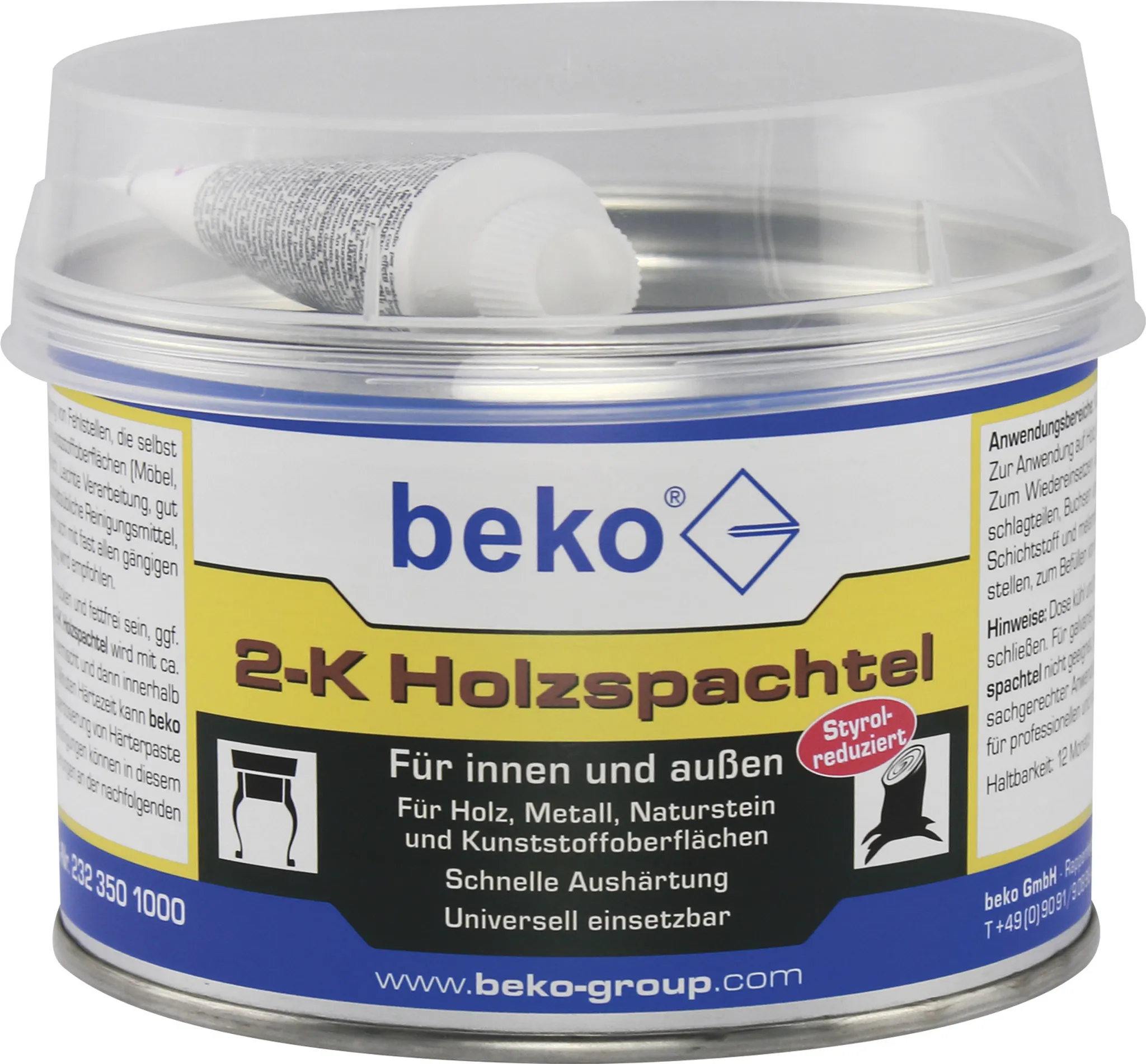 PRESTO 601013 2K-Glasfaserspachtel grau-grün, Härter rot 250 g