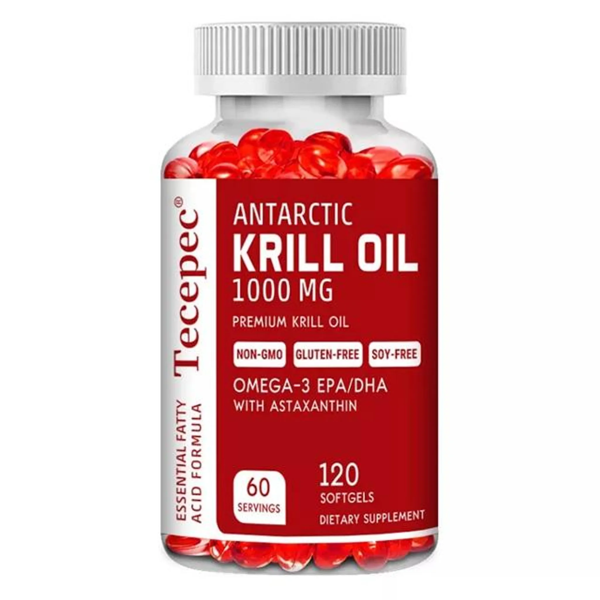 Huile De Krill Antarctique 1000mg + Oméga-3 EPA/DHA + Astaxanthine - Gélules - 30/60/120 Pièces