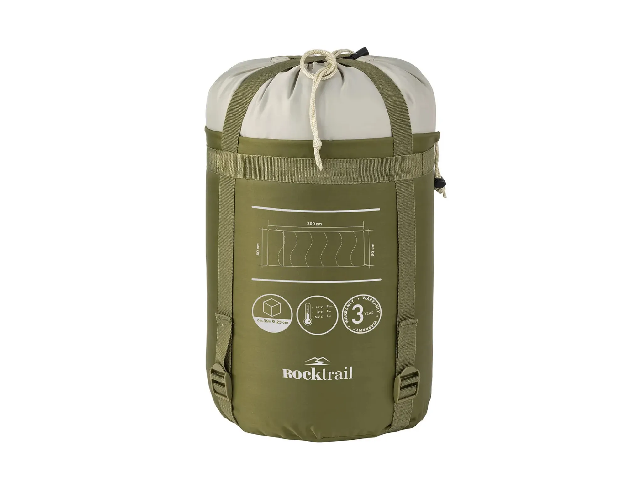 sonnensegel 6x4 komplettset Toldoro® 4,2x4,2x6 m dreieckig & regendicht/Komplettset inkl. 2X Wandhalter, 1x Mast mit Höheneinstellung & Spannmaterial, 1x Where Tomorrow Camping Schlafsack AIDAblu Farbe:Oat