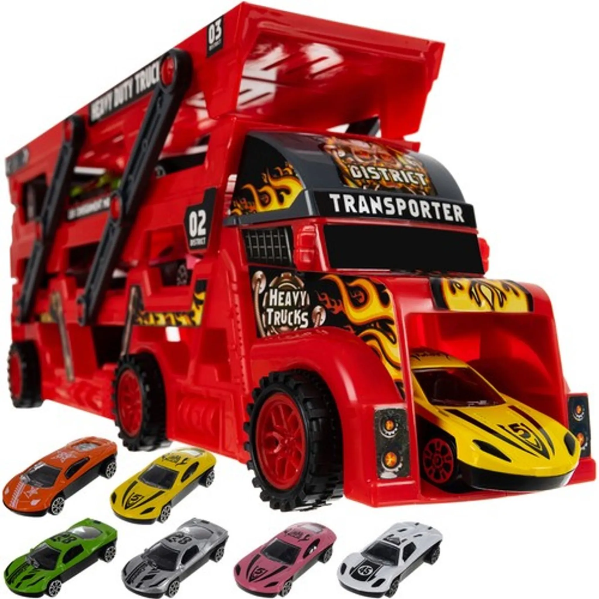 VBACALA 7-teiliges Autotransporter Spielzeug, Mini