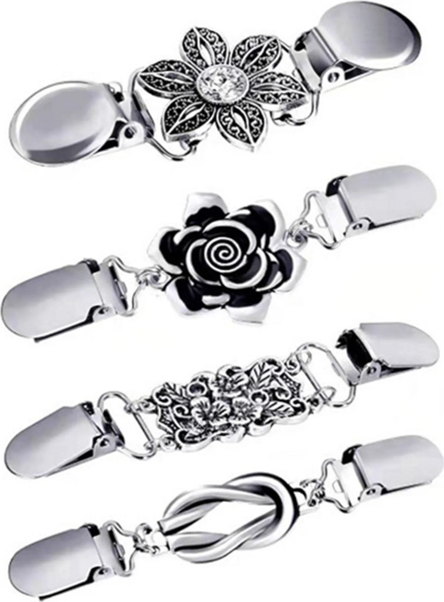 4 Stycken Vintage Pullover Halsduk Clips, Metall Kofta Clips 4 Stycken Vintage Pullover Halsduk Clips, Metall Kofta Clips