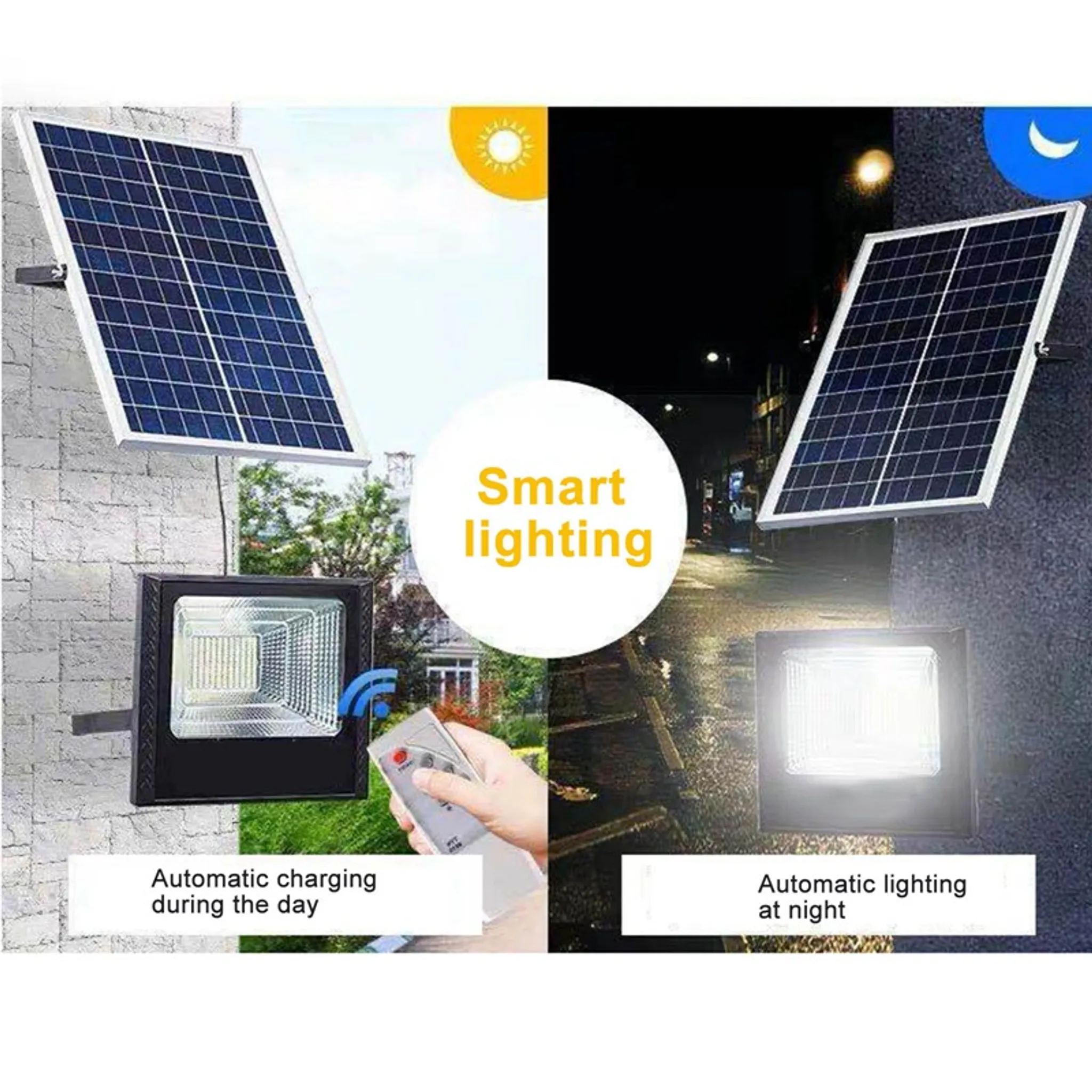 Einfach-zu-Installieren Lampe mit Verstellbarem Solar Panel 16,4 ft/ 5 m Kabel Menschlicher Körper Solar Induktion Wand Lampe Wasserdicht 100 LED Spotlight 2 Packung Solarlampen Outdoor 
