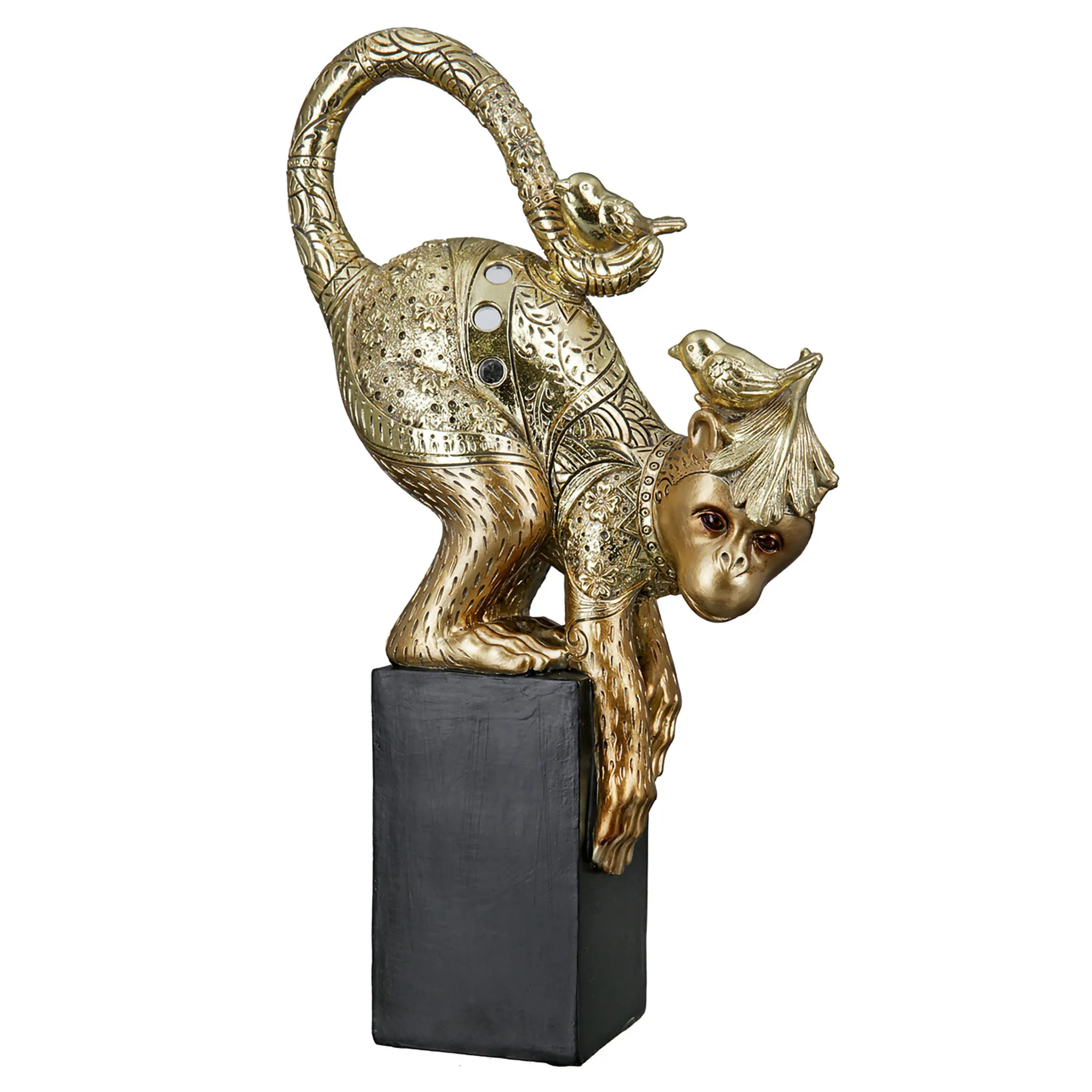 GILDE Figur Äffchen - gold - H. 32cm x B.