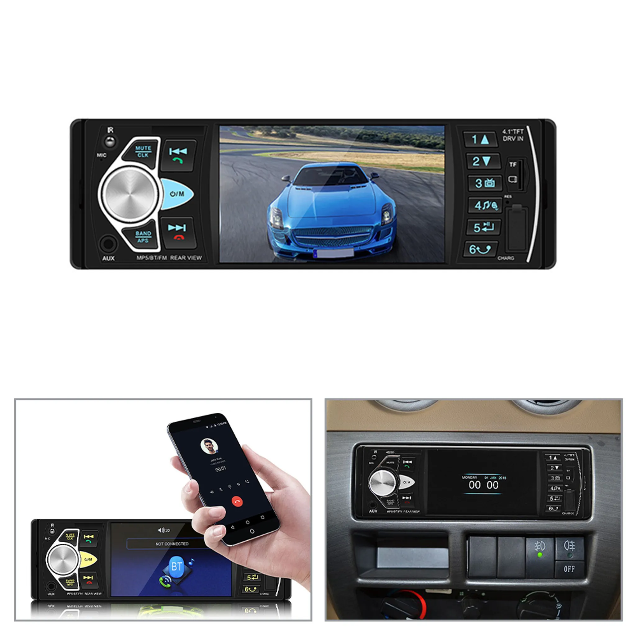 XOMAX XM-V747 Autoradio mit 7 Zoll Touchscreen Bildschirm (kapazitiv,  ausfahrbar), Bluetooth, USB, SD, AUX, 1 DIN