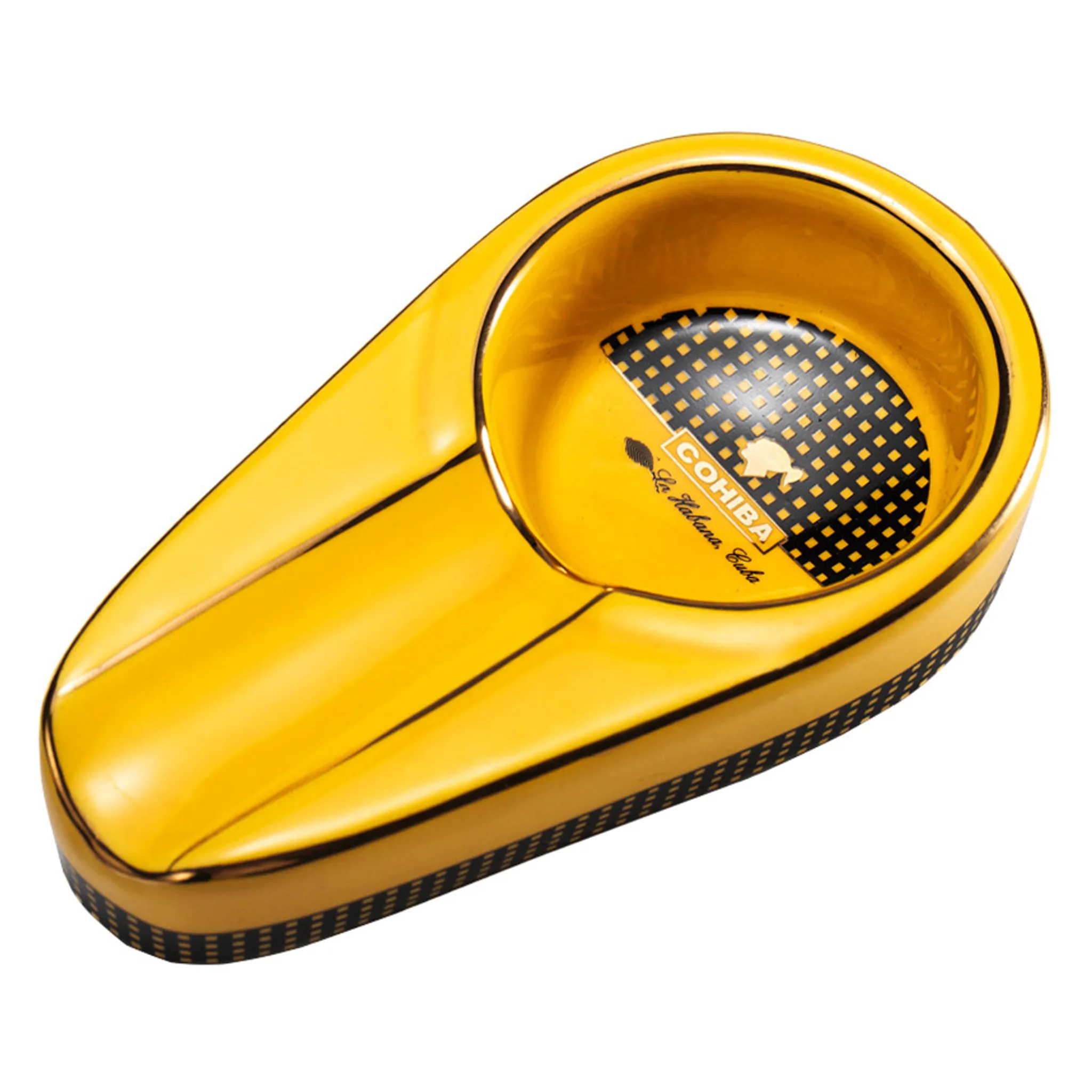 CIGARLOONG Zigarre Aschenbecher Single Classic Ceramic Aschenbecher Außen-  oder Innenbereich(Kolorit:Yellow)