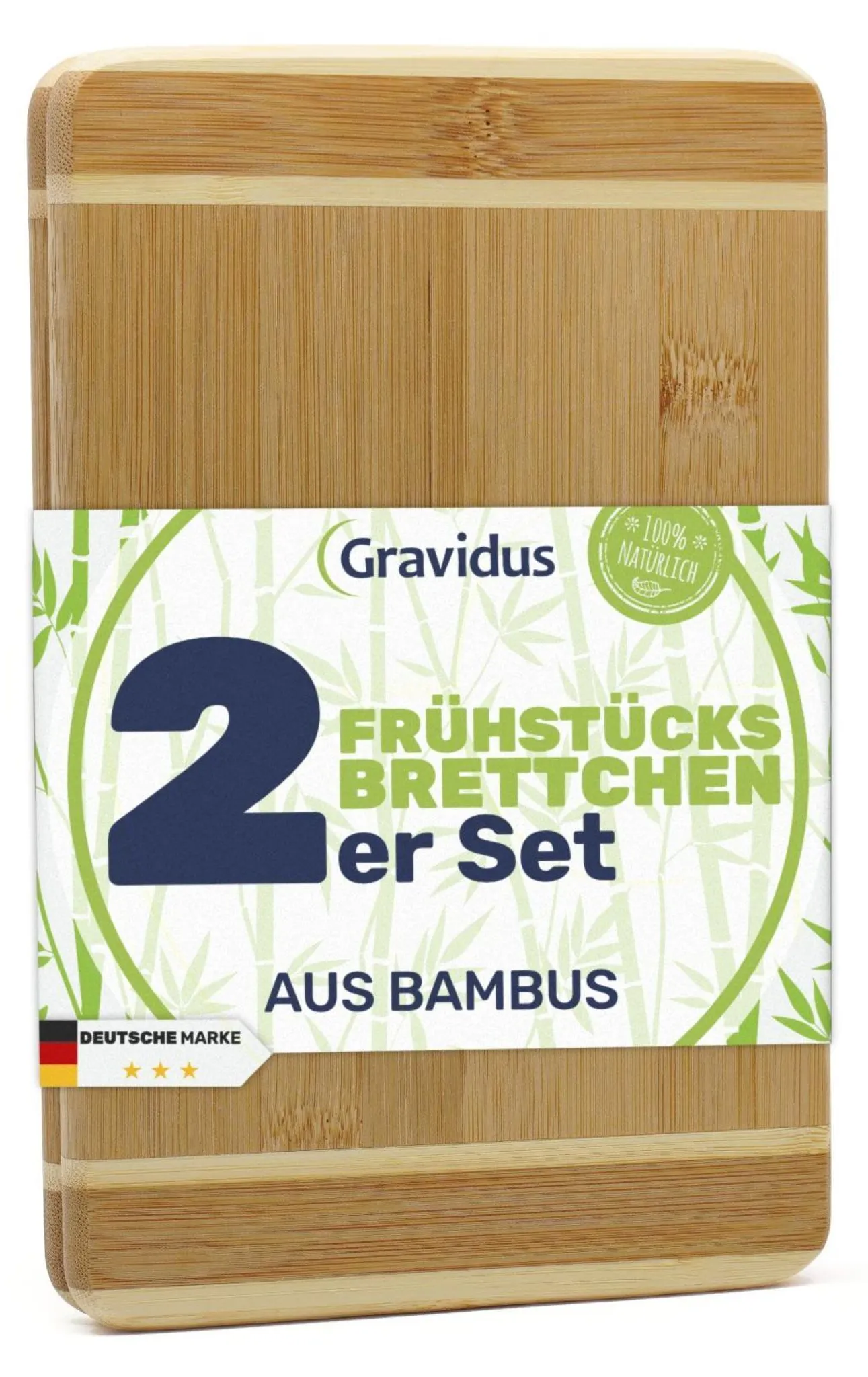Bambus Frhstcksbrettchen Schneidebretter Set, Menge:2