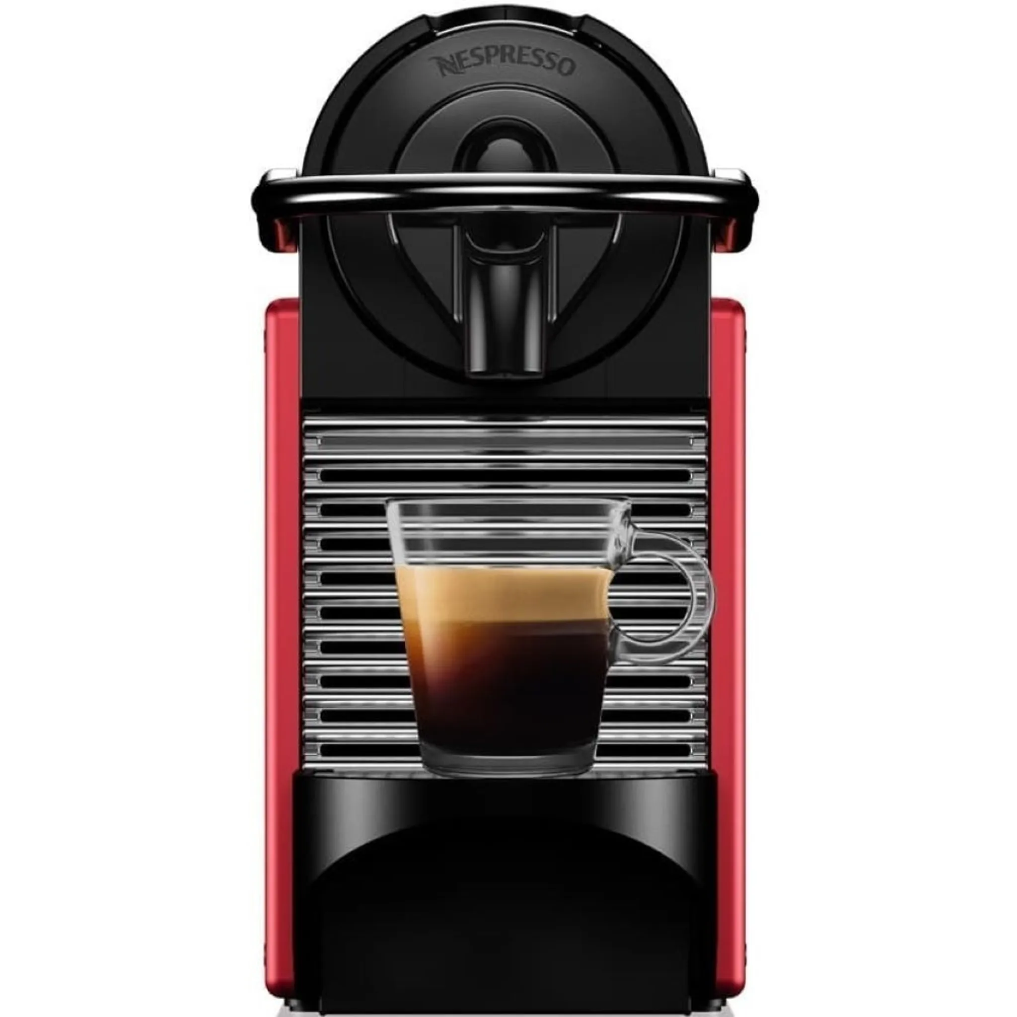 Nespresso De\'Longhi Pixie EN124.R Einzelkapsel-Kaffeemaschine, 19 Bars,  Wassertank 0,7 L, Abschaltautomatik, Rot, Inklusive Willkommenspaket mit 14  Kapseln