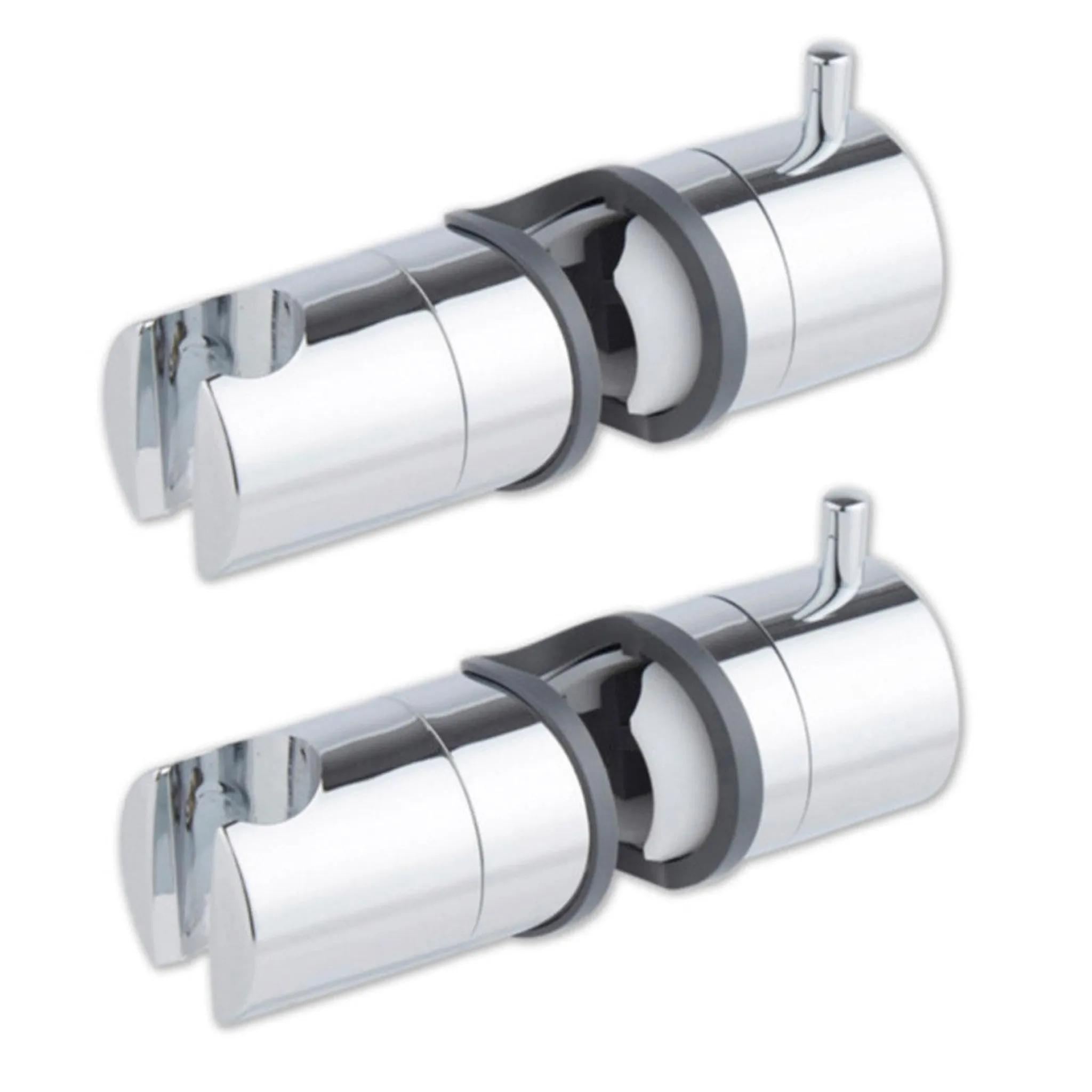 WENKO Brausegleiter Metall – Duschkopfhalterung Universell Zum Klemmen Für 19-25 Mm Stangen, Chrom, Ohne Werkzeug Montierbar