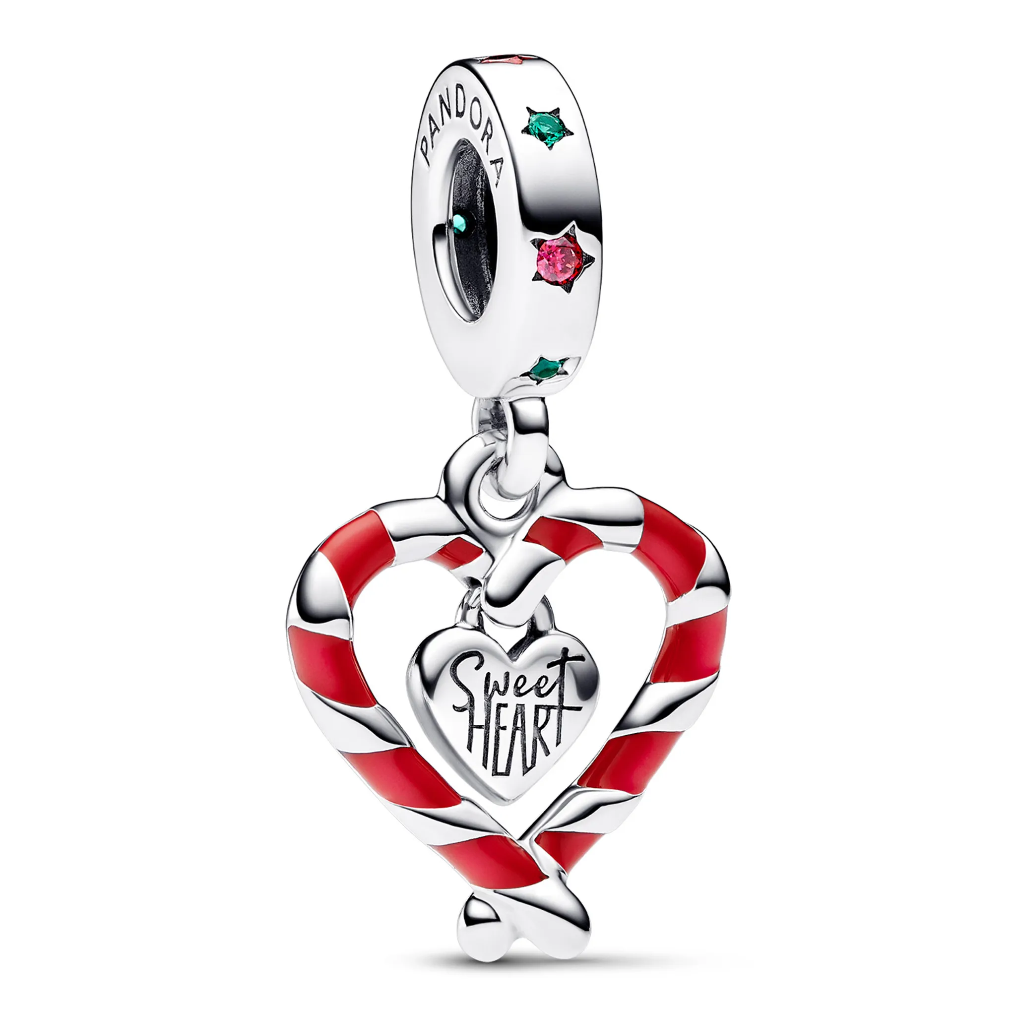 Pandora 792822C01 Charm-Anhänger Zuckerstangen-Herz Weihnachten