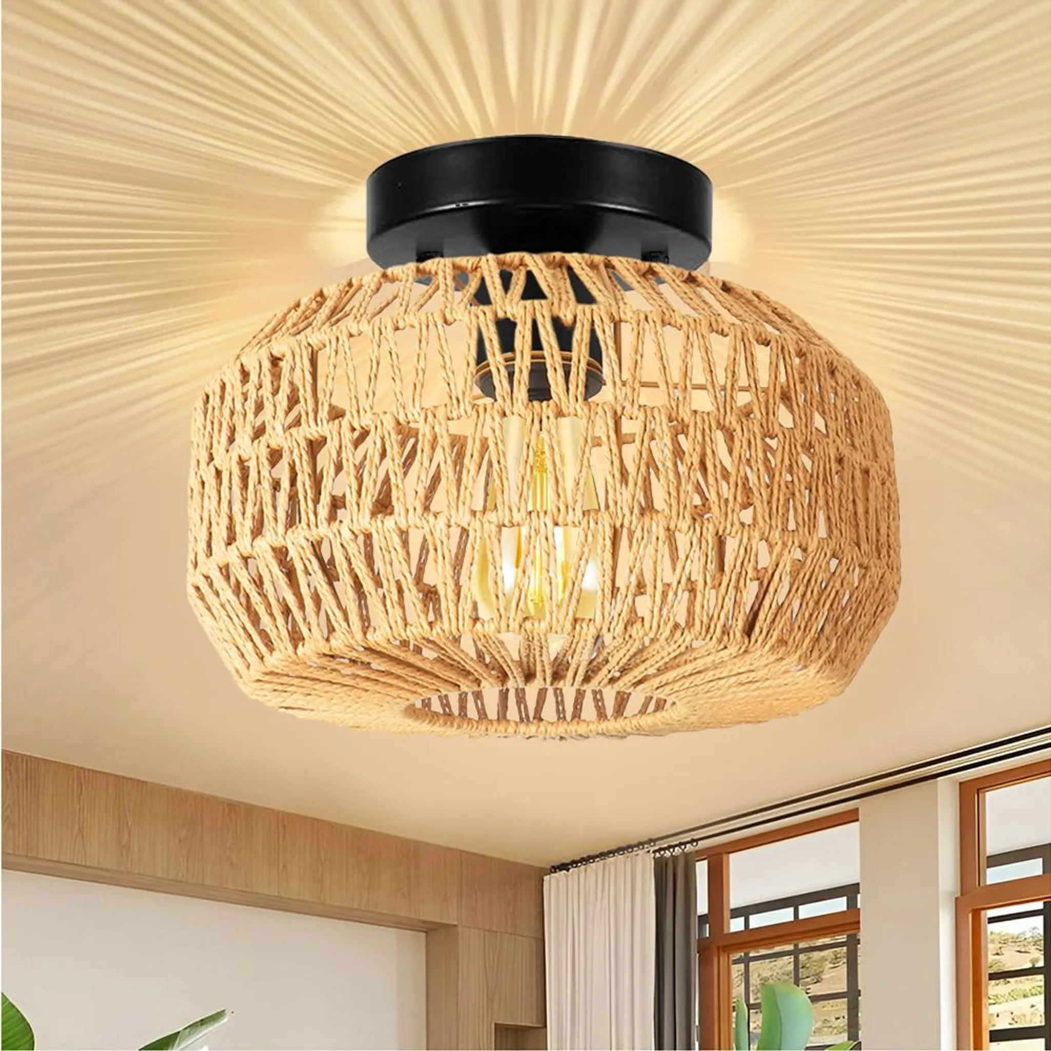 8-armige Deckenlampe Aus Kupfer, 100 Cm Durchmesser – Retro Pendelleuchte Mit E27 Fassungen Für Wohnzimmer, Bar, Restaurant