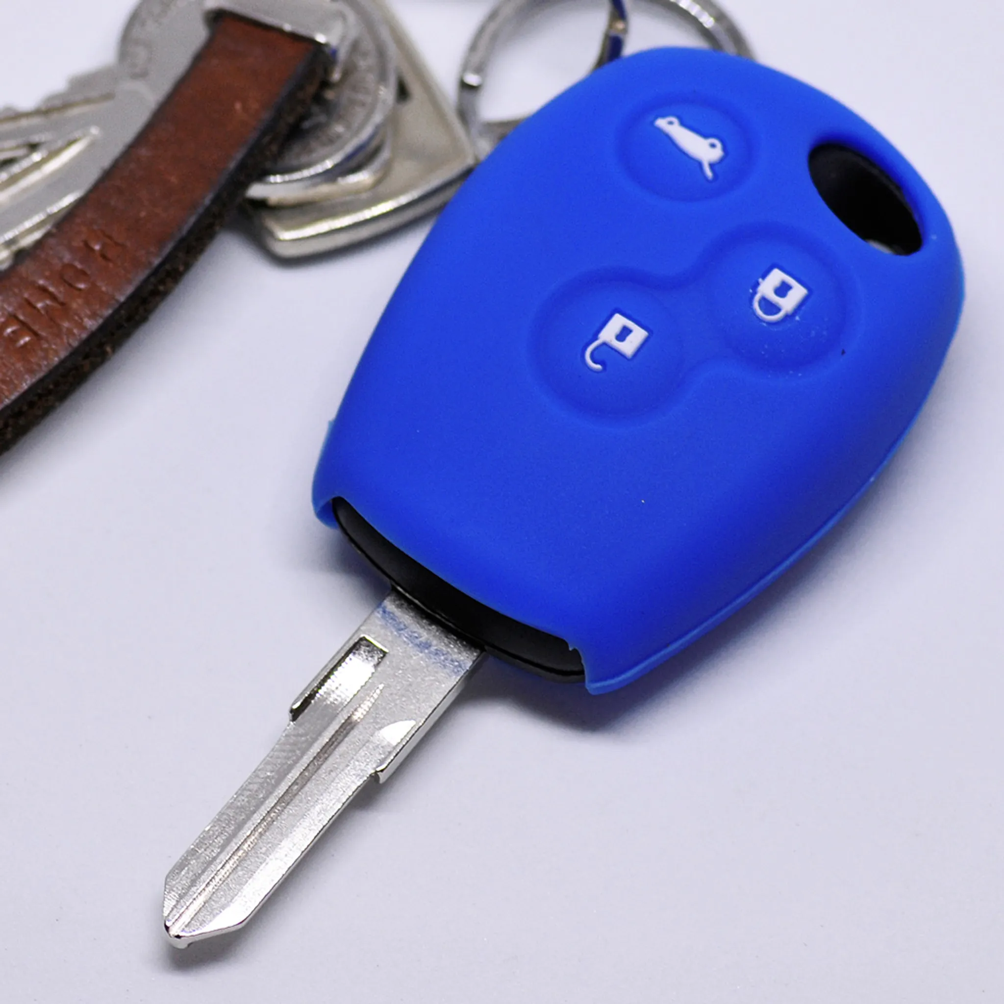 Echtes Leder Auto Logo Schlüsselanhänger Kompatibel mit Skoda
