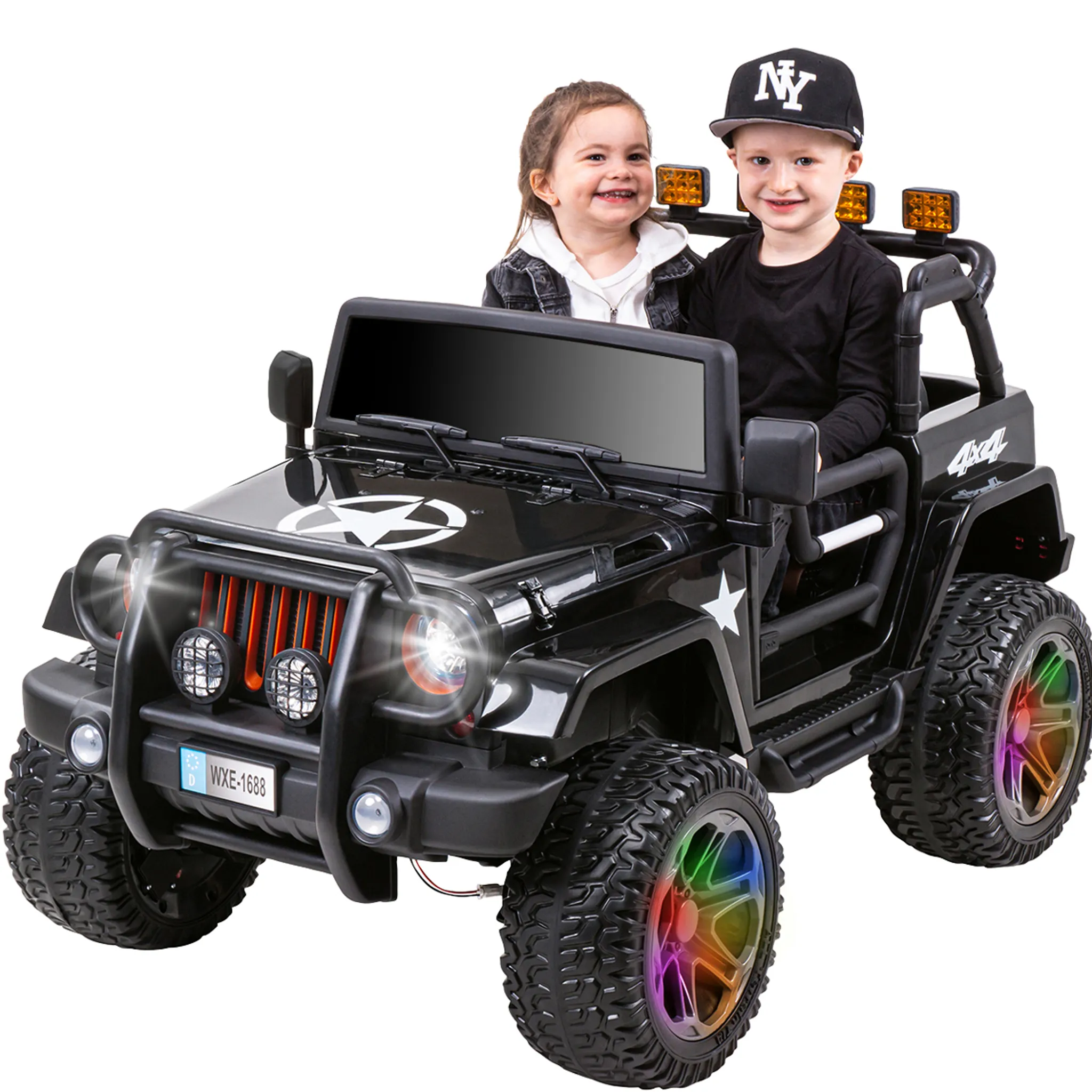 RIRICAR Elektroauto für Kinder 12V Jeep Wrangler, rot, kinder