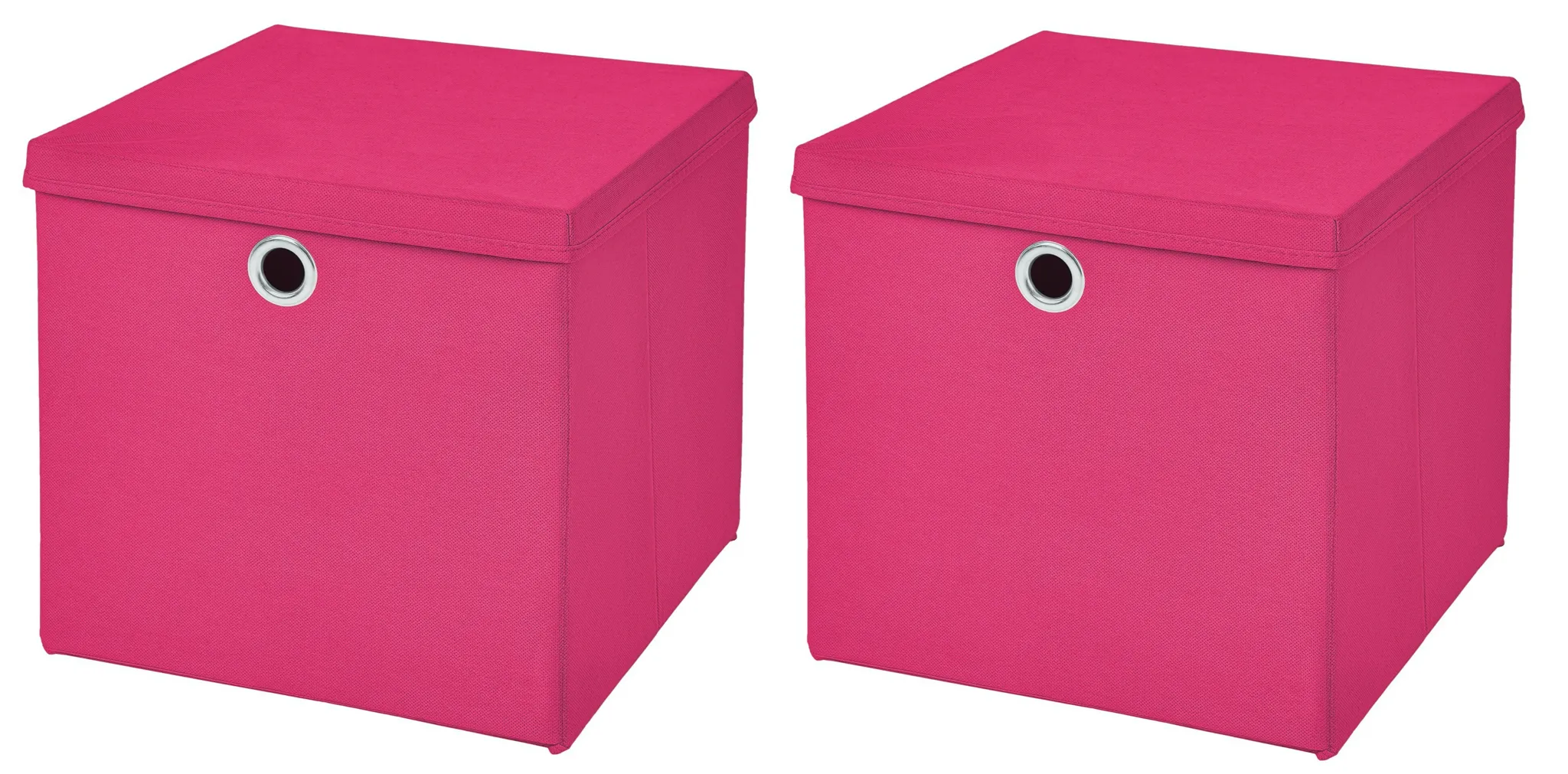Relaxdays Faltbox 2er Set, mit Griff, quadratisch, 30 x 30 cm, Stoff  Aufbewahrungsbox ohne Deckel, Regalbox, grau