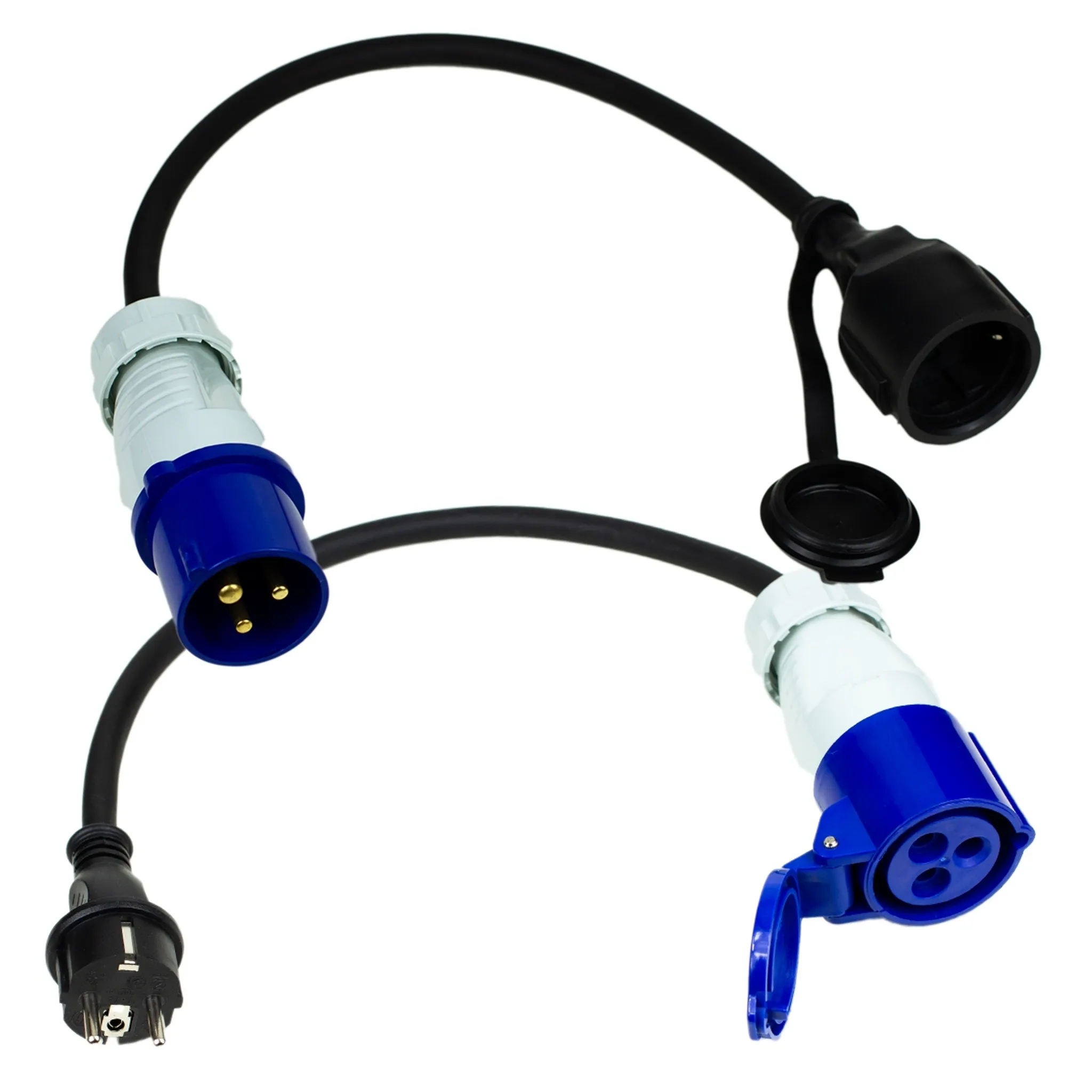 CEE Adapter Kabel Kupplung auf Schutzkontakt Stecker 35cm IP44