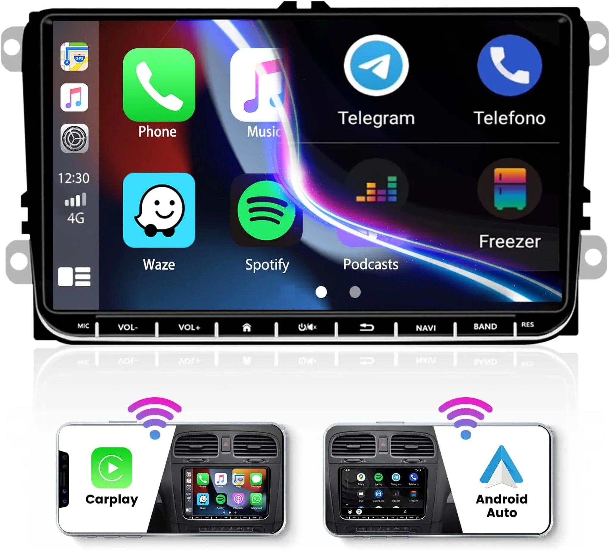 [2G+32G] CAMECHO Android 11 Autoradio mit Carplay für VW Golf 5 Golf 6  Skoda,Autoradio mit 7 Zoll Bildschirm/Navi/Wireless Android Auto/HiFi/FM