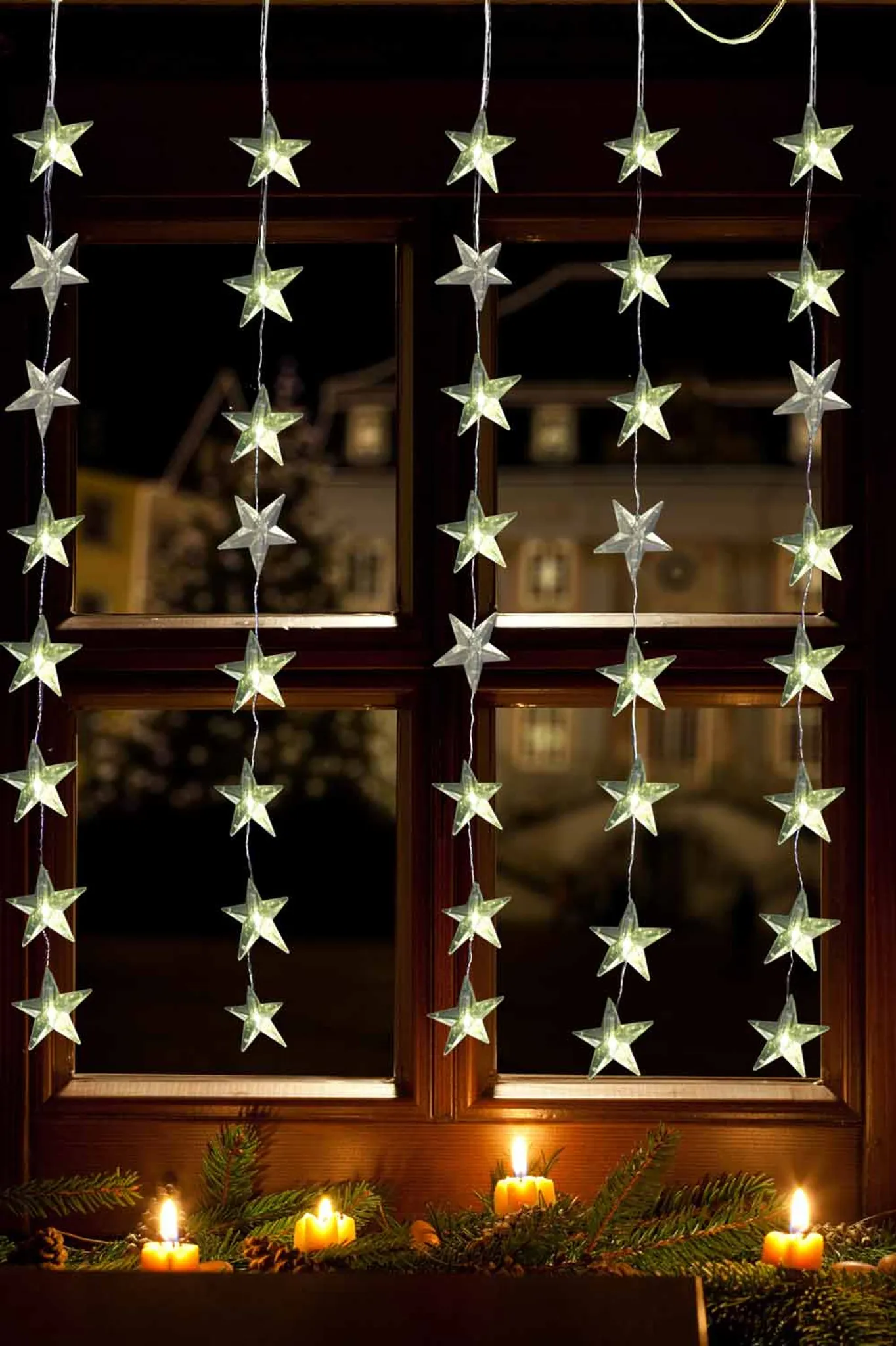 FHS LED Lichtervorhang Sterne 1x1,2m 6/18h