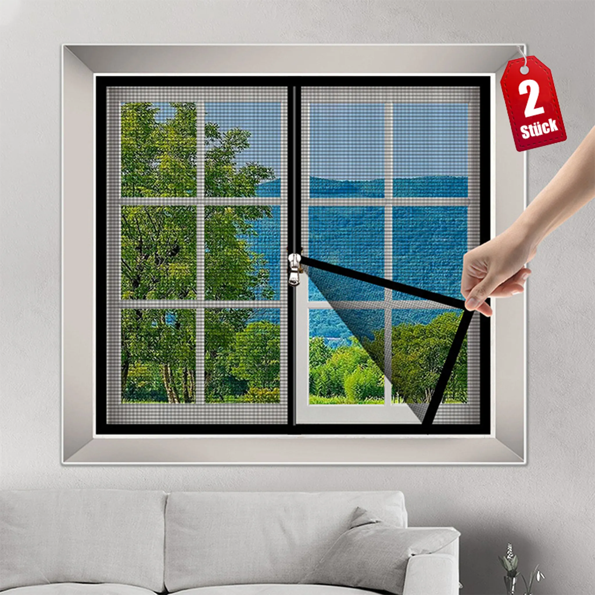 Magnetisches Fliegengitter Für Balkontür – 180 X 200 Cm, Selbstschließend, Mit Klebeband, Schwarz