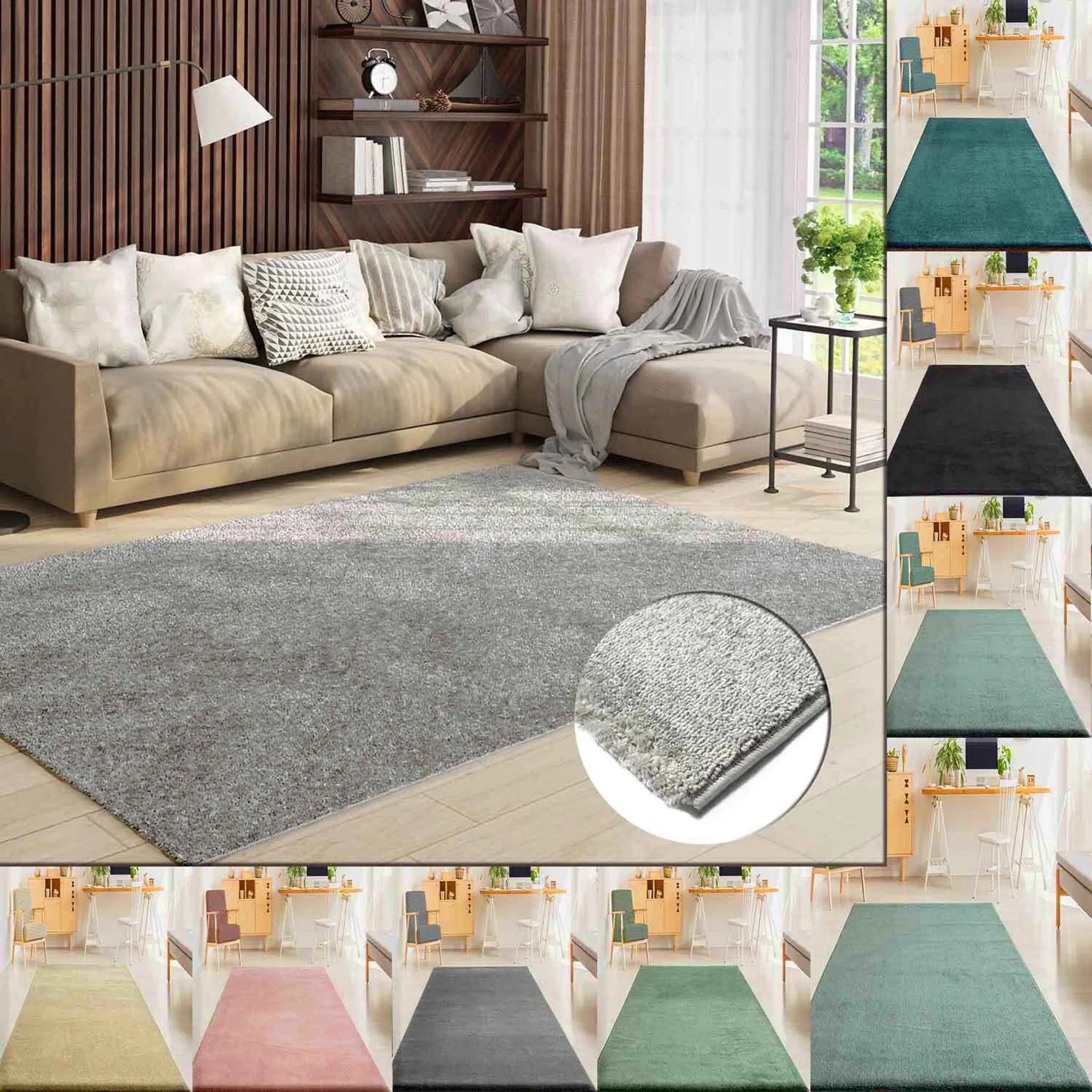 Teppich Wohnzimmer Kurzflor Einfarbig für