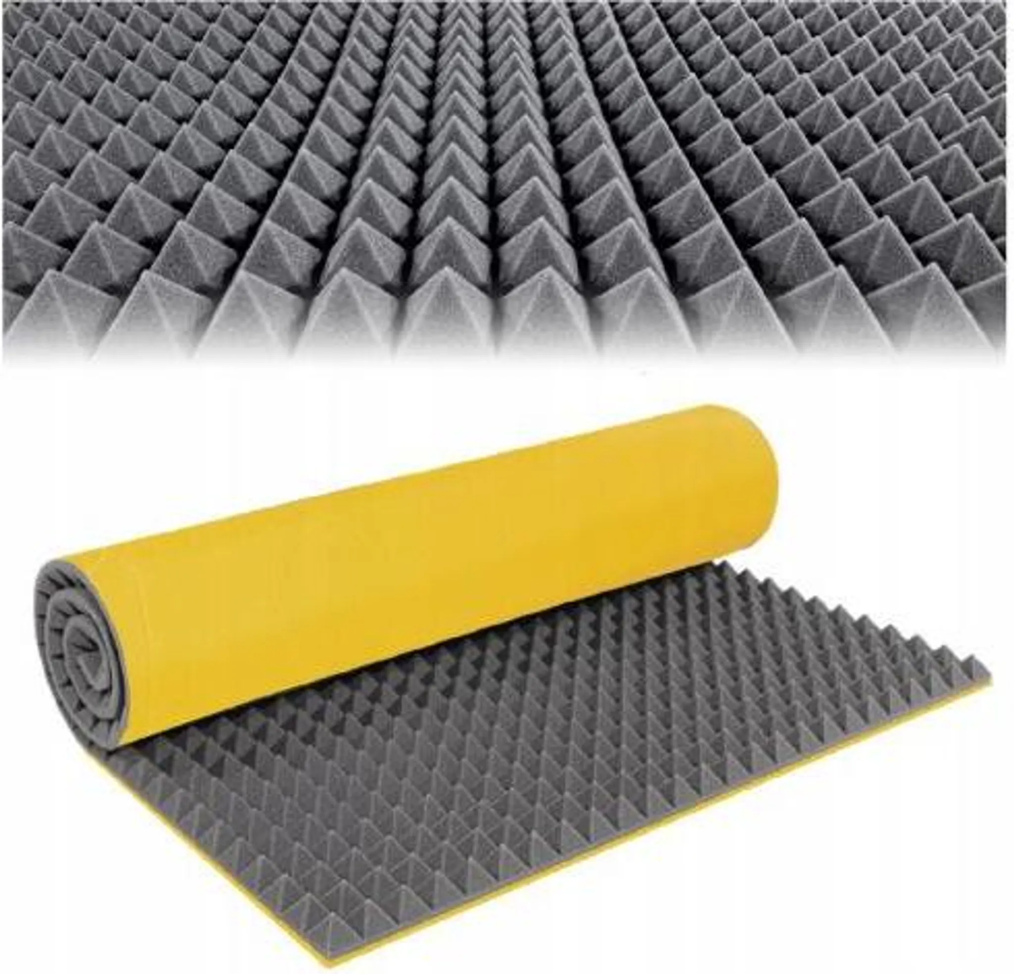 24 Stück Akustikschaumstoff-Platten | Pyramidenform, Ca. 50x50x6 Cm | Anthrazit/schwarz | Für Studio, Homeoffice, Partykeller | Made In Germany