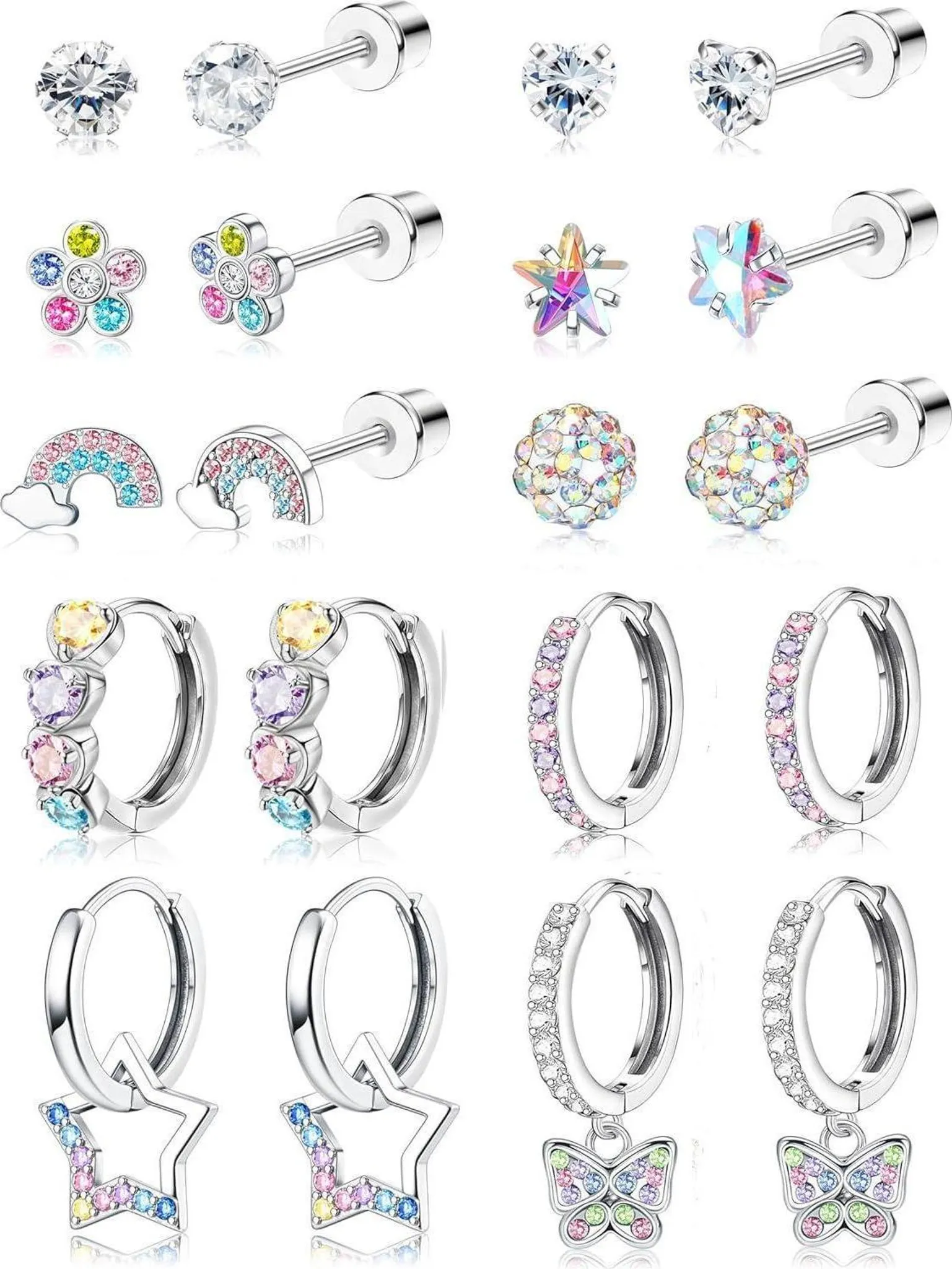 Set di Orecchini a Perno a Cuore in Argento Sterling 925 di Alta Qualità, Gioiel